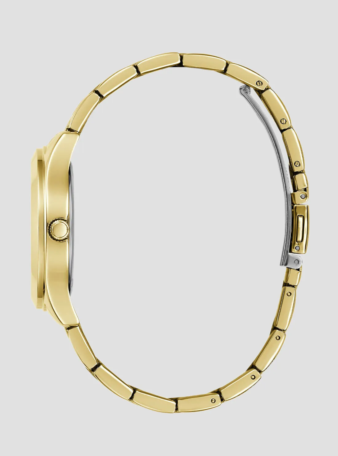 Gold Tri Plaque Black Link Watch Guess