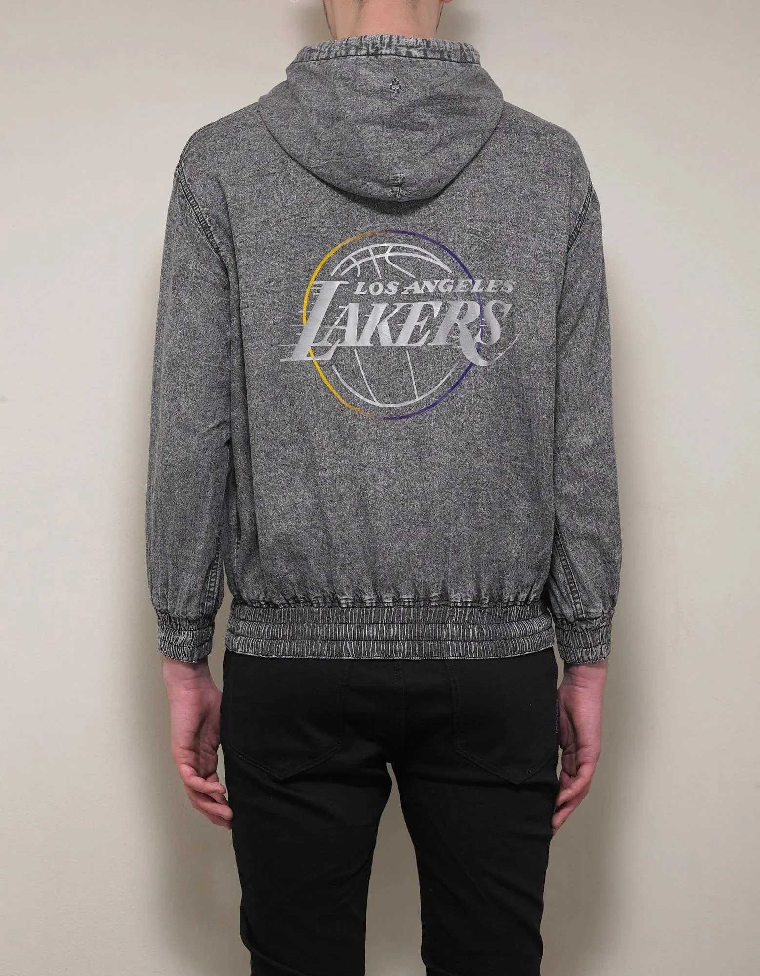 Grey Acid Wash LA Lakers Hoodie