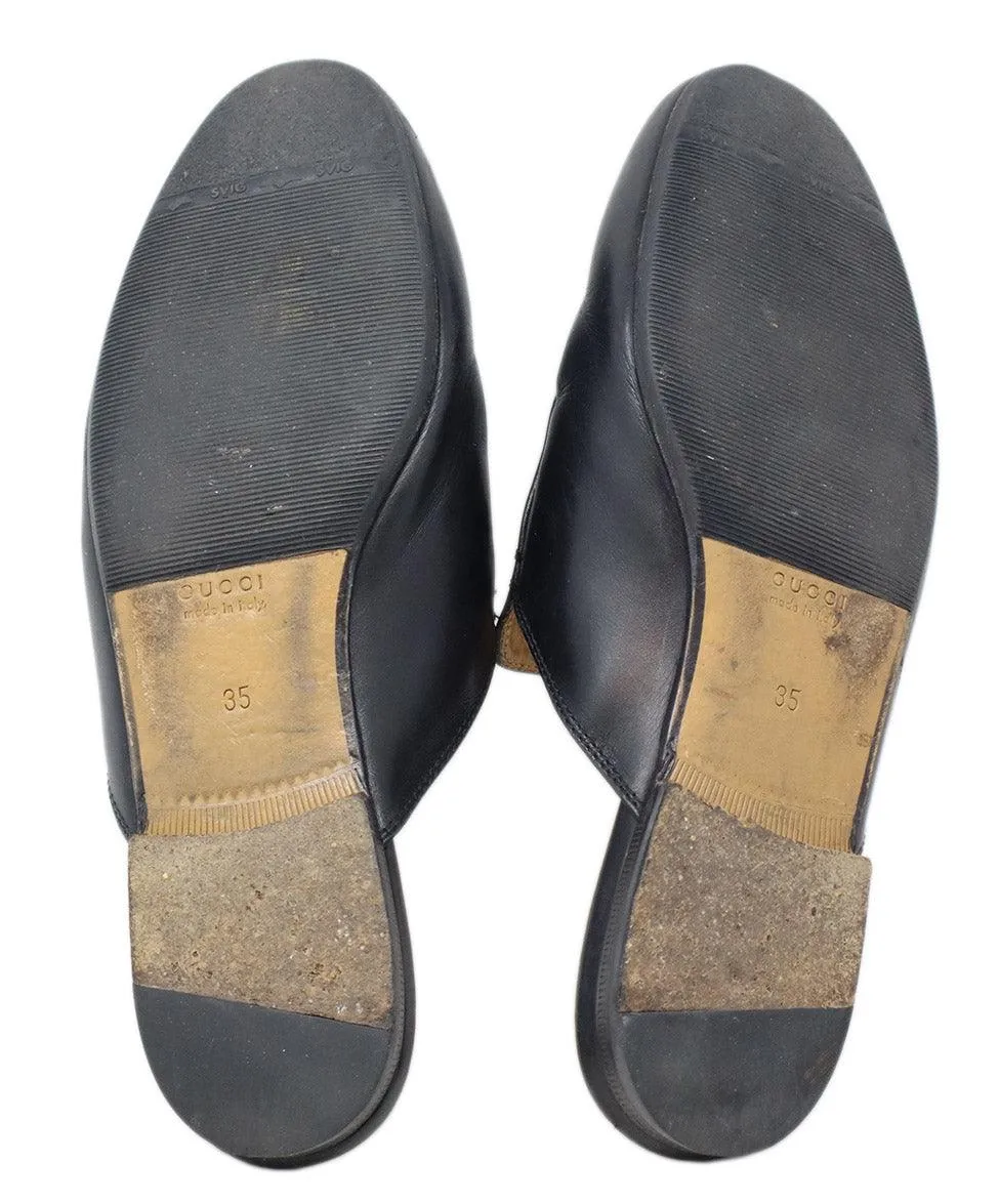 Gucci Black Leather Mules sz 5