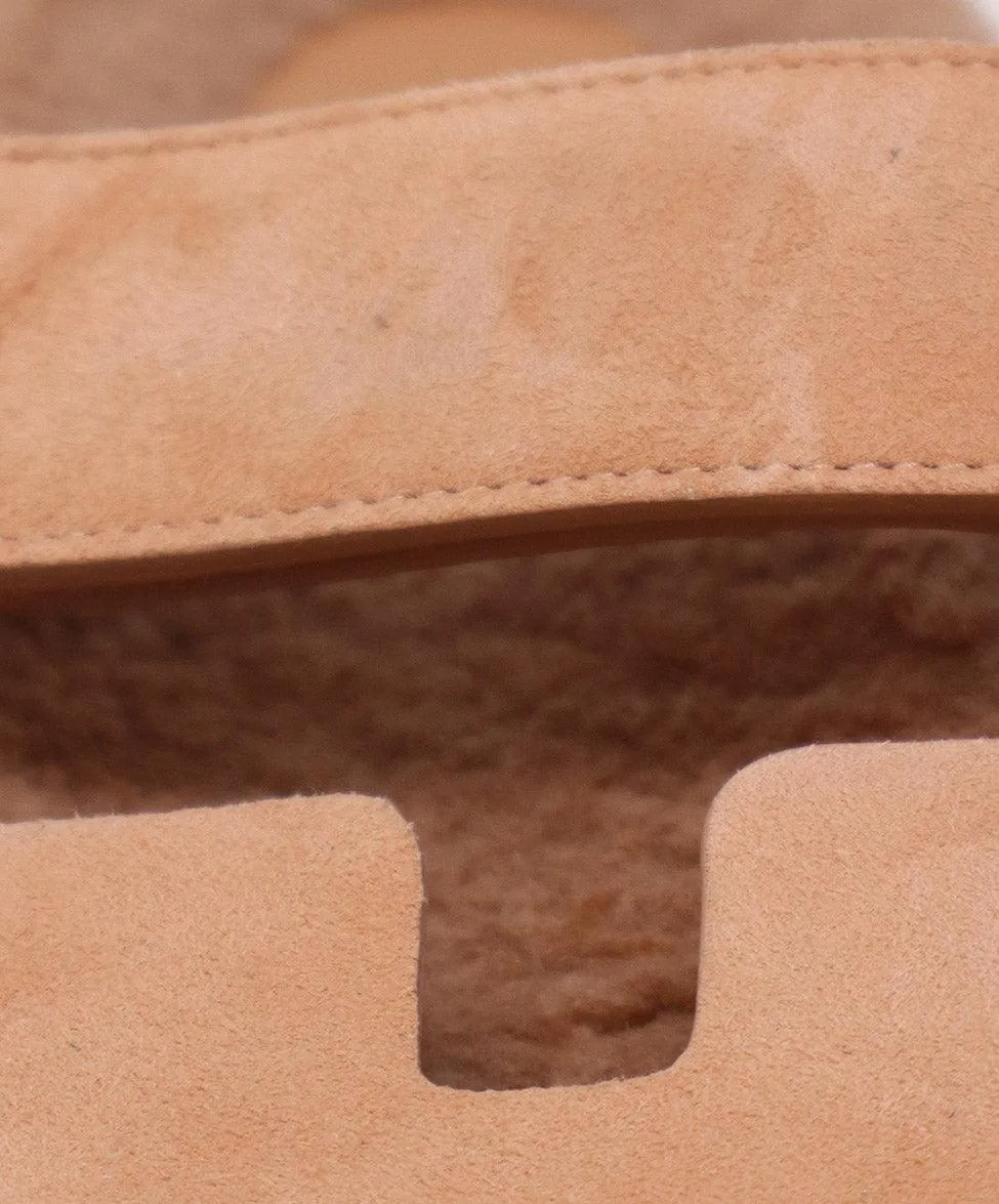 Hermes Pink Suede & Shearling Chypre Sandals sz 7.5