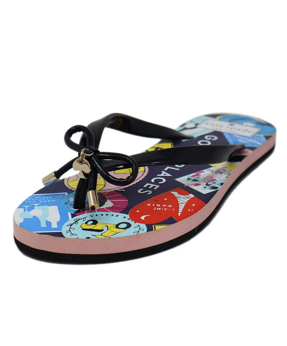 Kate Spade Multicolor Print Flip Flops sz 5.5