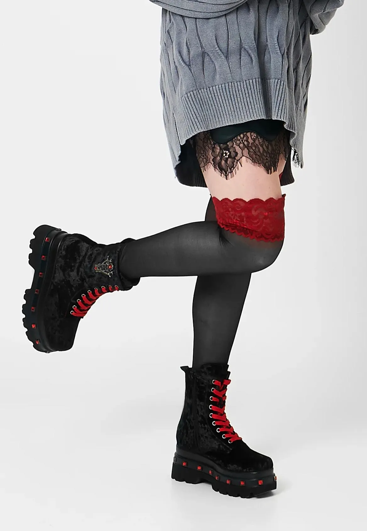 Koi Footwear x Twilight - Volterra Velvet Crow Platform Black - Girl Shoes
