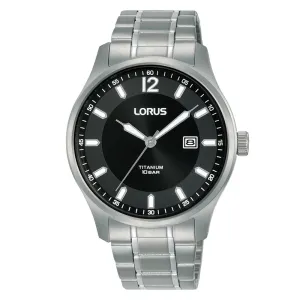 Lorus Black Dial Titanium Mens Watch RH995QX9