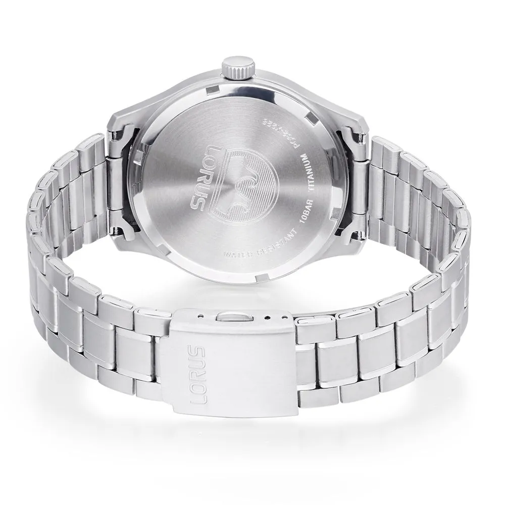 Lorus Black Dial Titanium Mens Watch RH995QX9