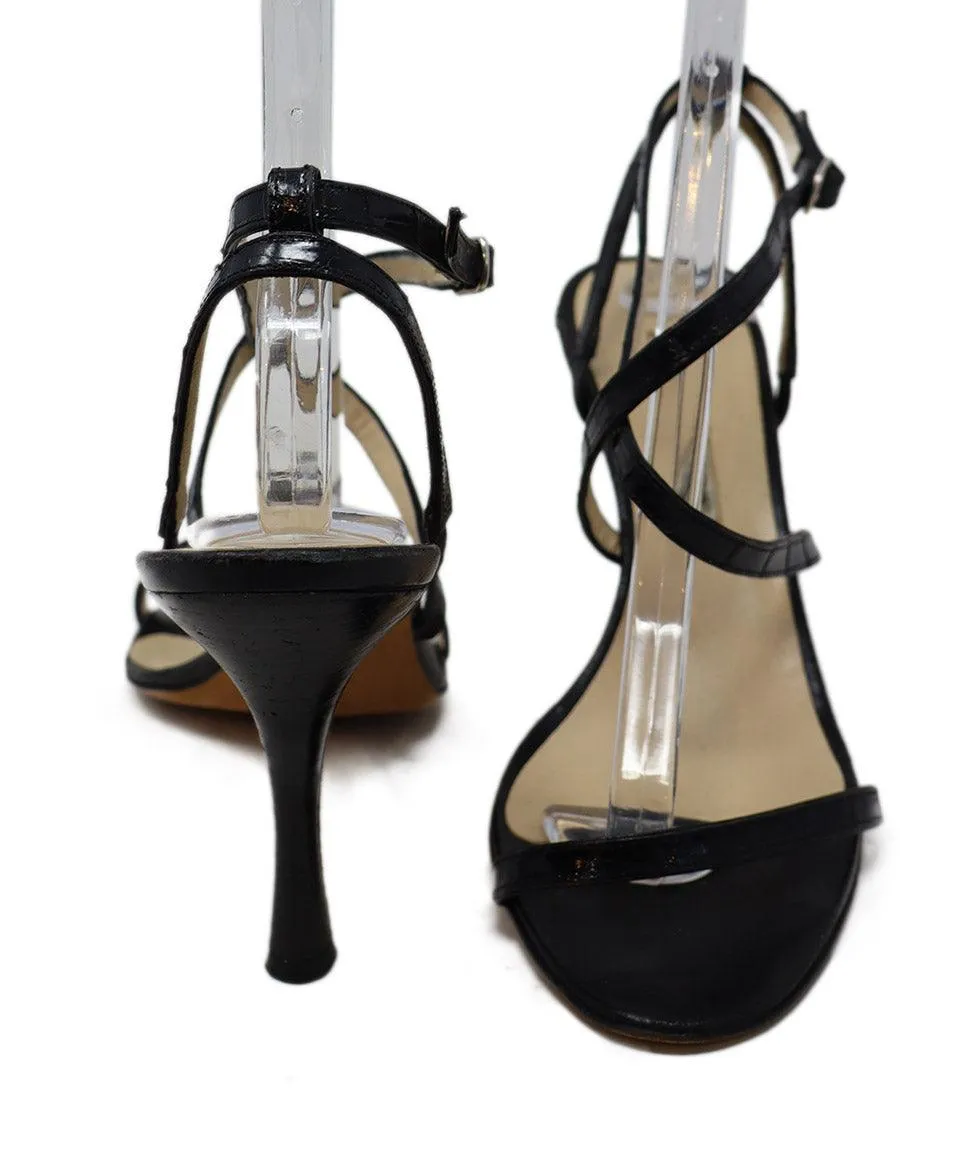 Manolo Blahnik Black Leather Sandals sz 9