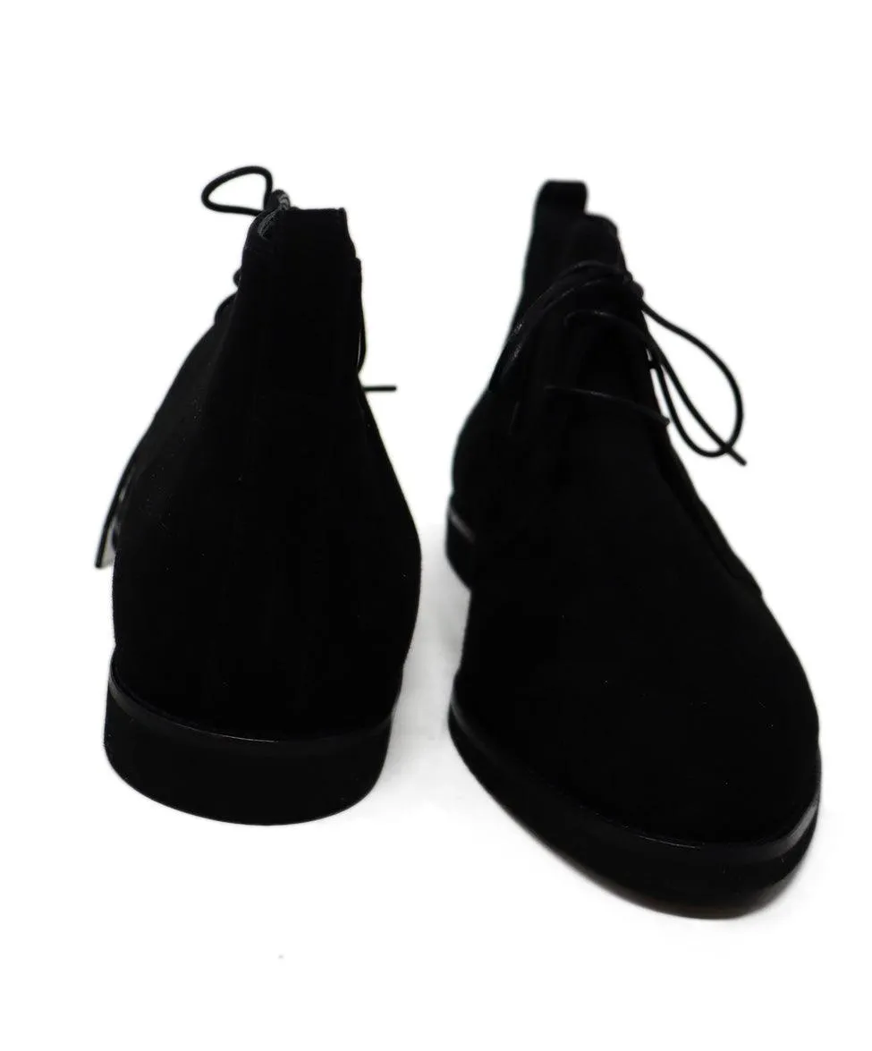Manolo Blahnik Black Suede Lace Up Booties sz 11