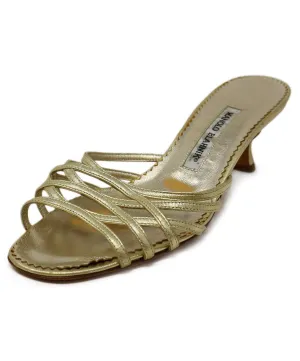 Manolo Blahnik Gold Leather Sandals sz 9