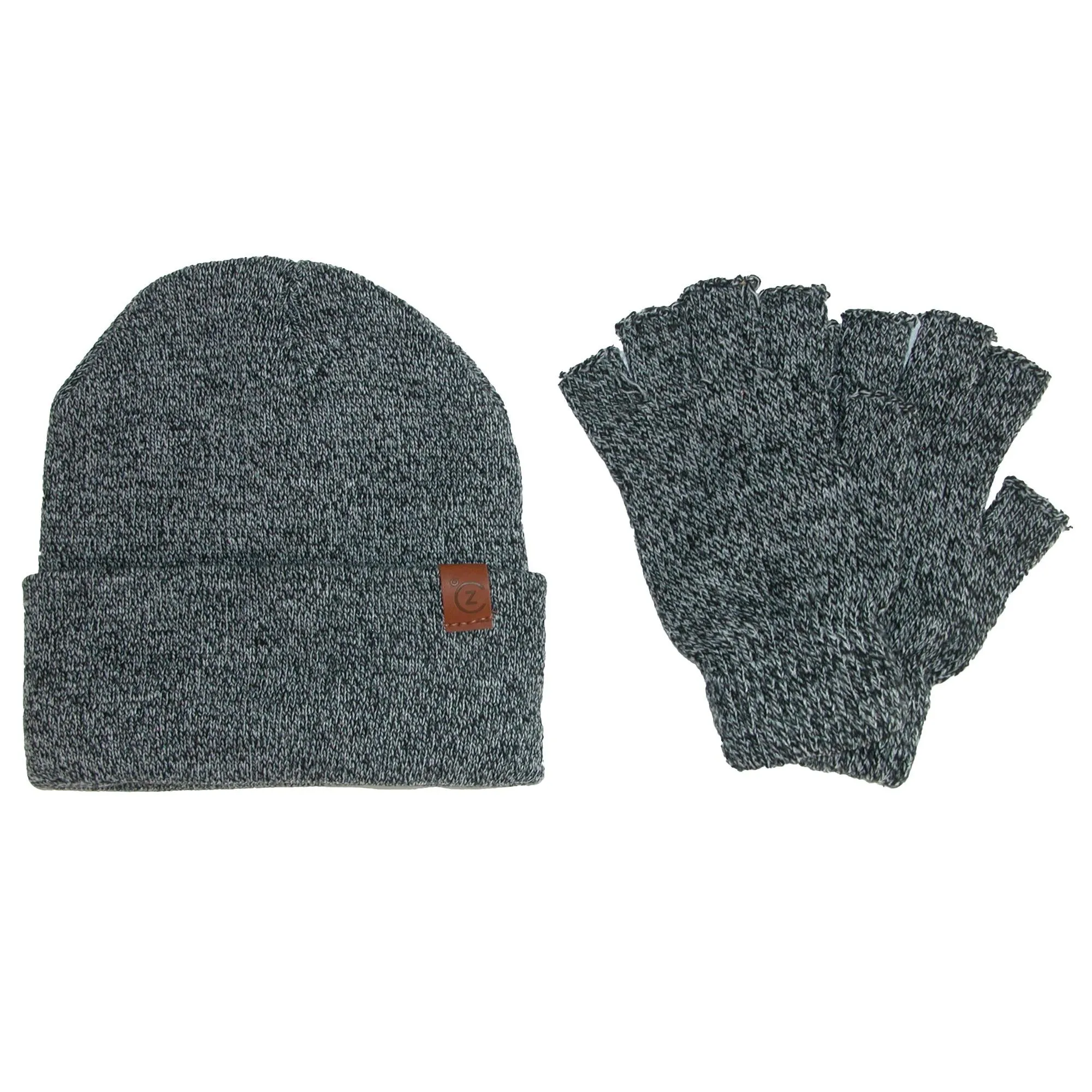 Marbled Hat and Fingerless Gloves Winter Set