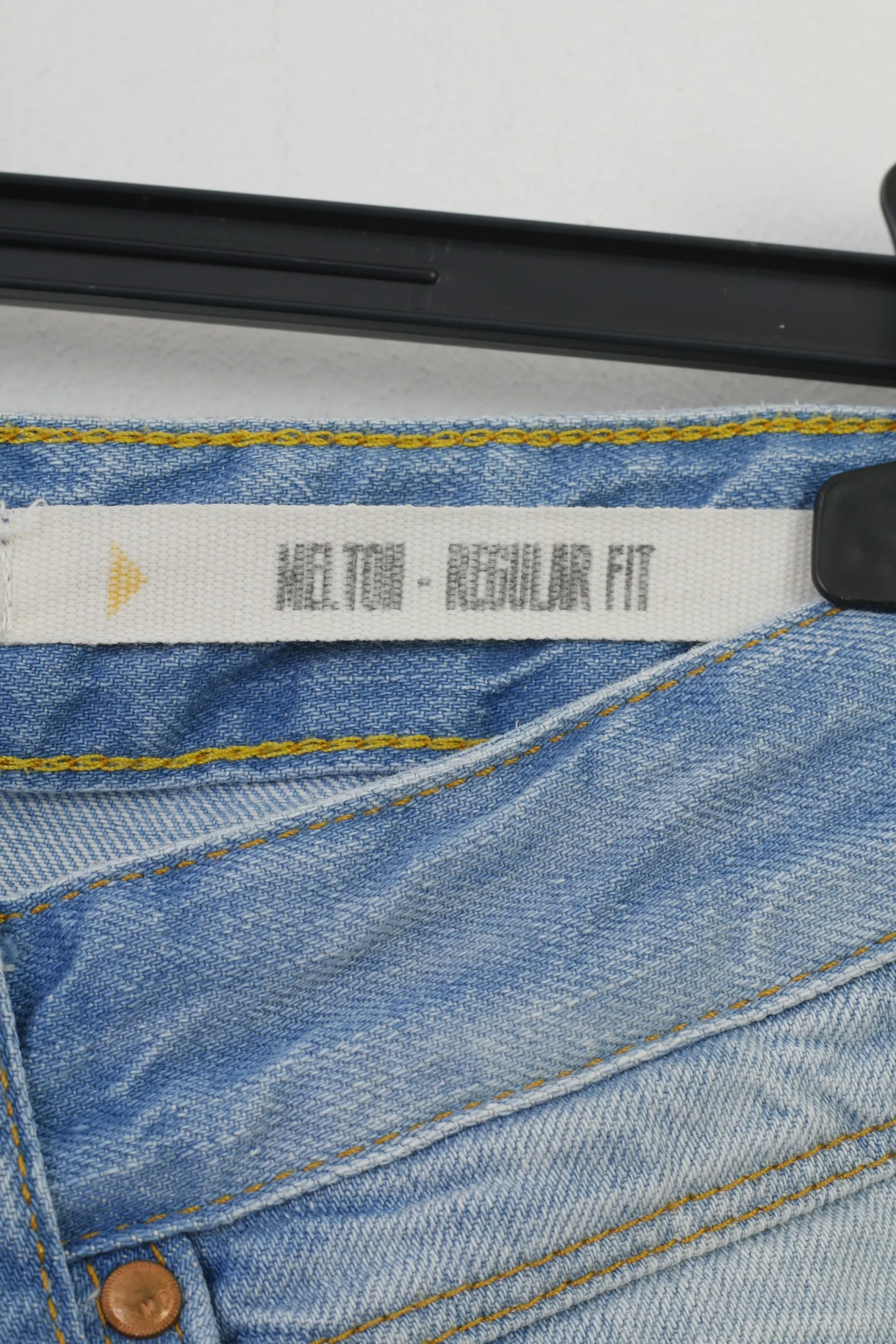 Meltin'Pot Men 34 34 Trousers Blue Cotton Ripped  Buttons Regular Fit Top