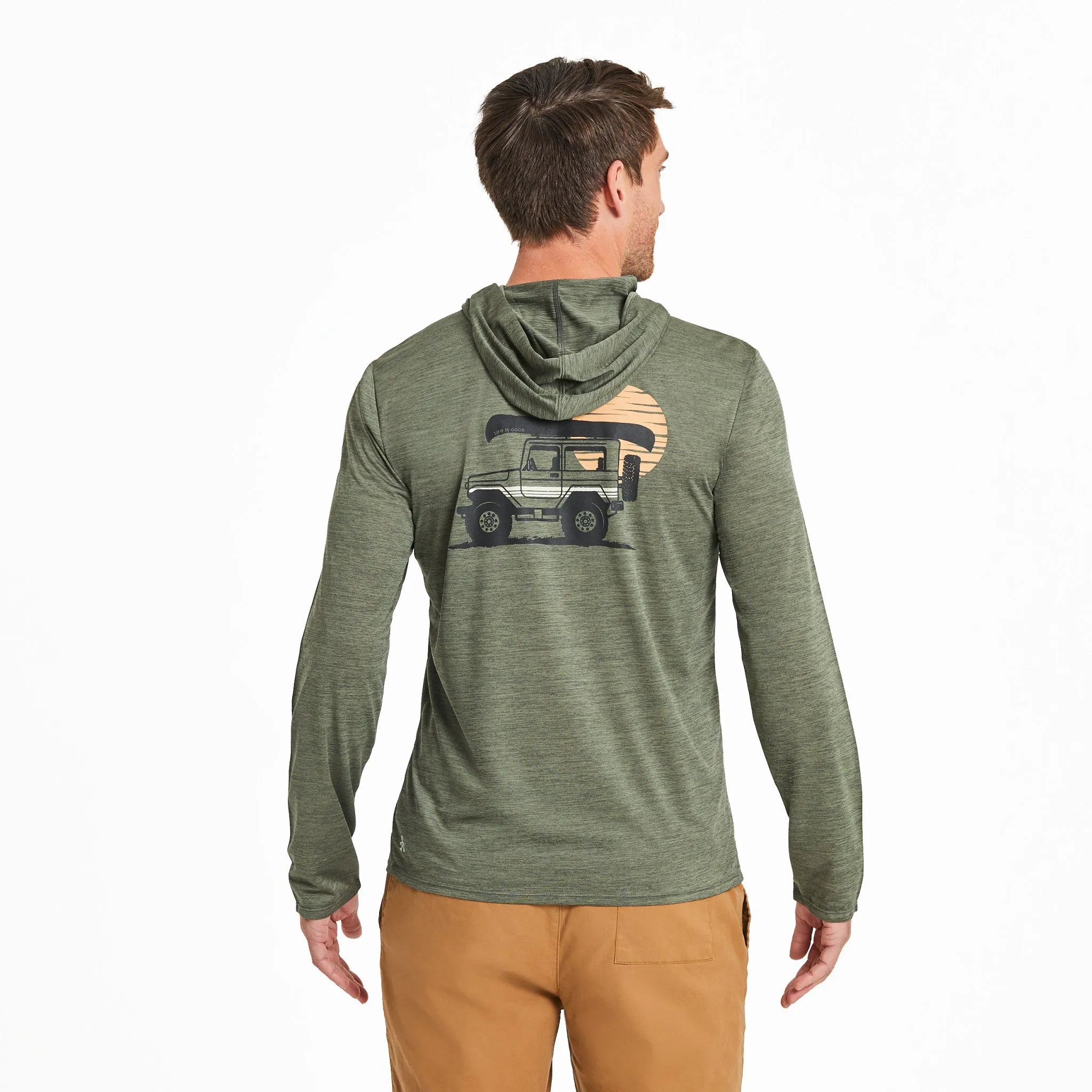 Men's ATV Canoe Long Sleeve Sun Crusher Hoodie Life is Good