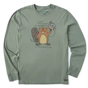 Men's Beaver Sawdust in the Morning Long Sleeve Crusher Tee Life is Good