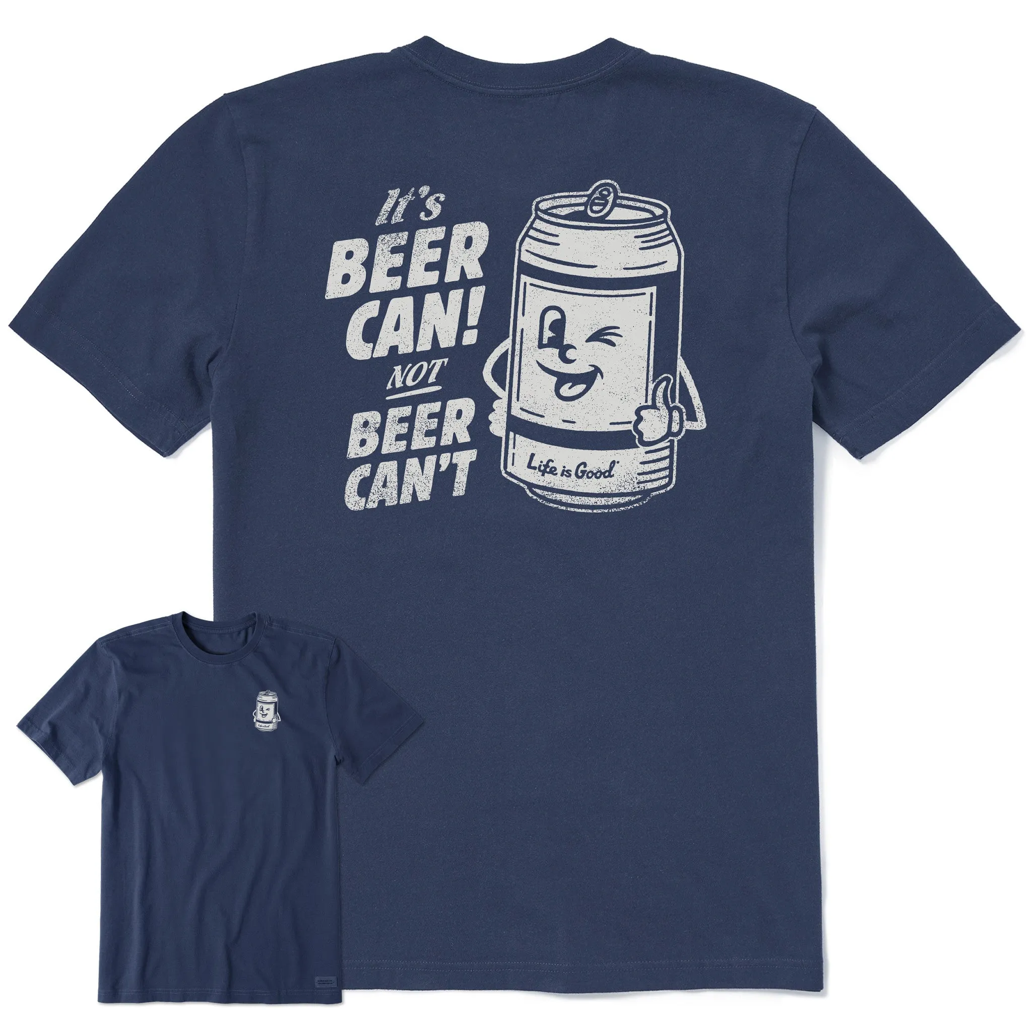 Men's Beer Can Short Sleeve Crusher Tee Life is Good