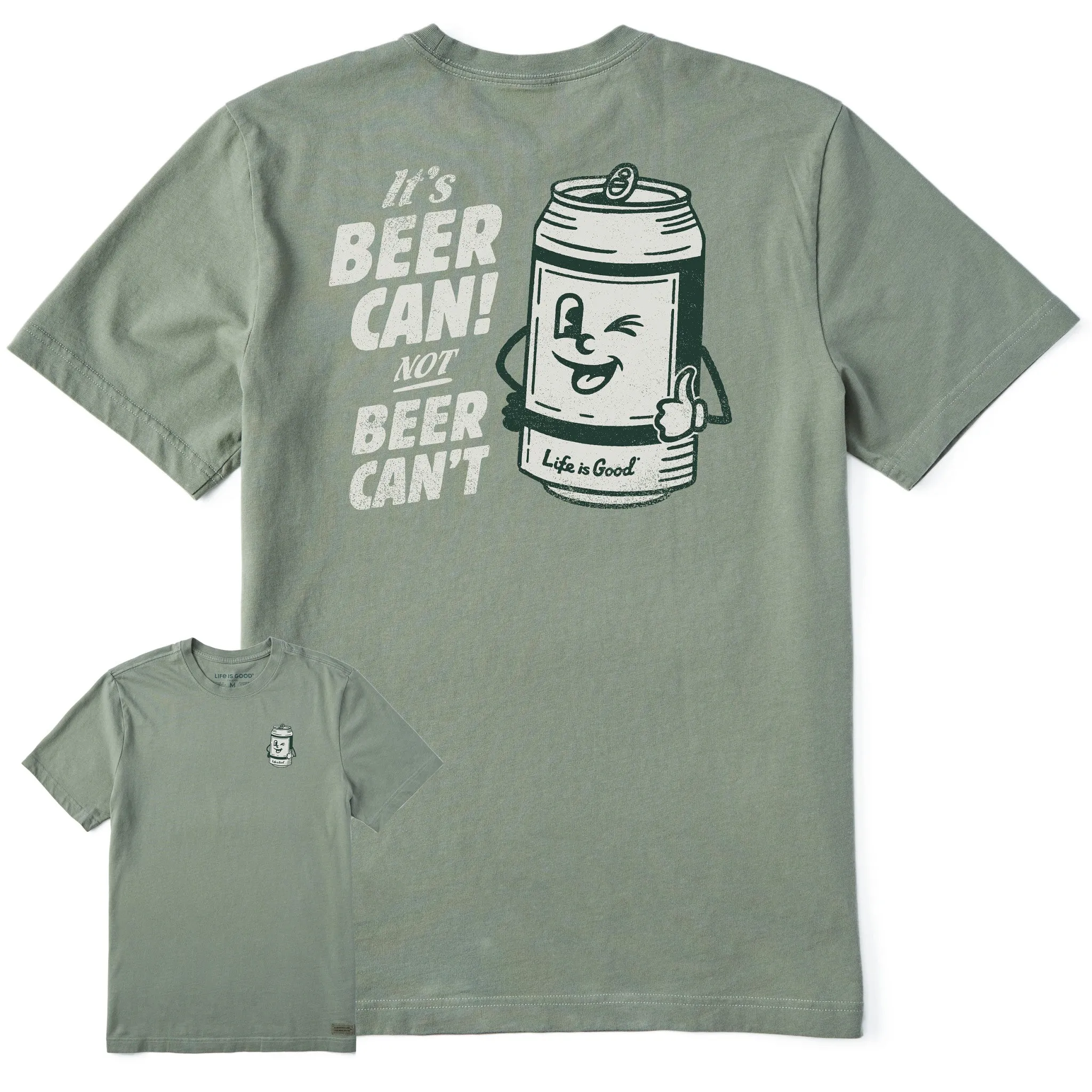 Men's Beer Can Short Sleeve Crusher Tee Life is Good