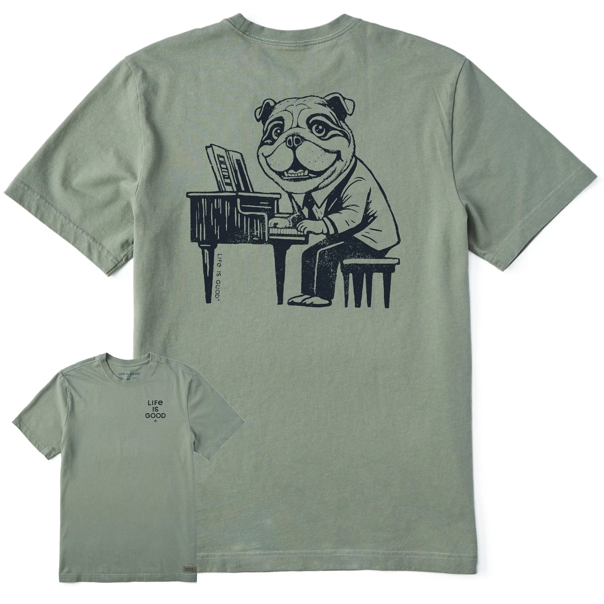 Men's Bert's Bulldog with Piano Short Sleeve Crusher Tee Life is Good