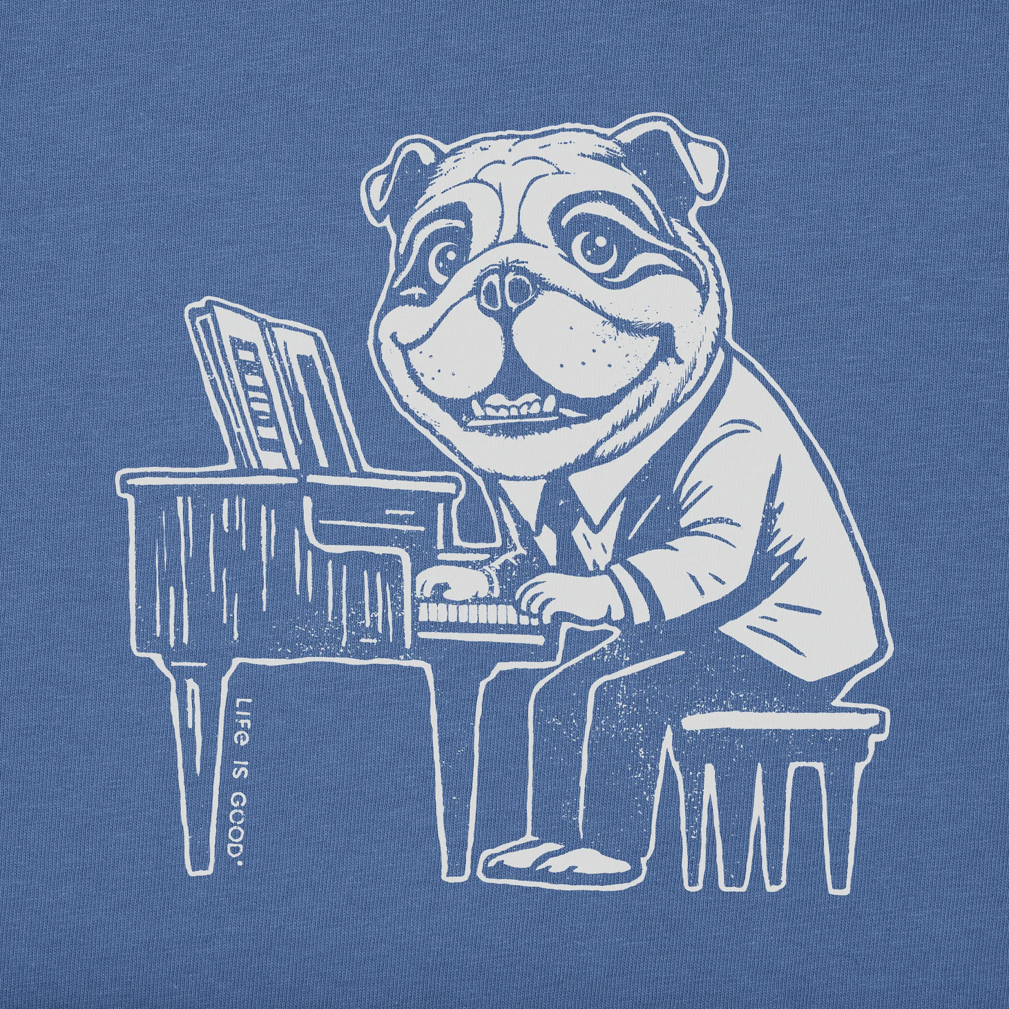 Men's Bert's Bulldog with Piano Short Sleeve Crusher Tee Life is Good