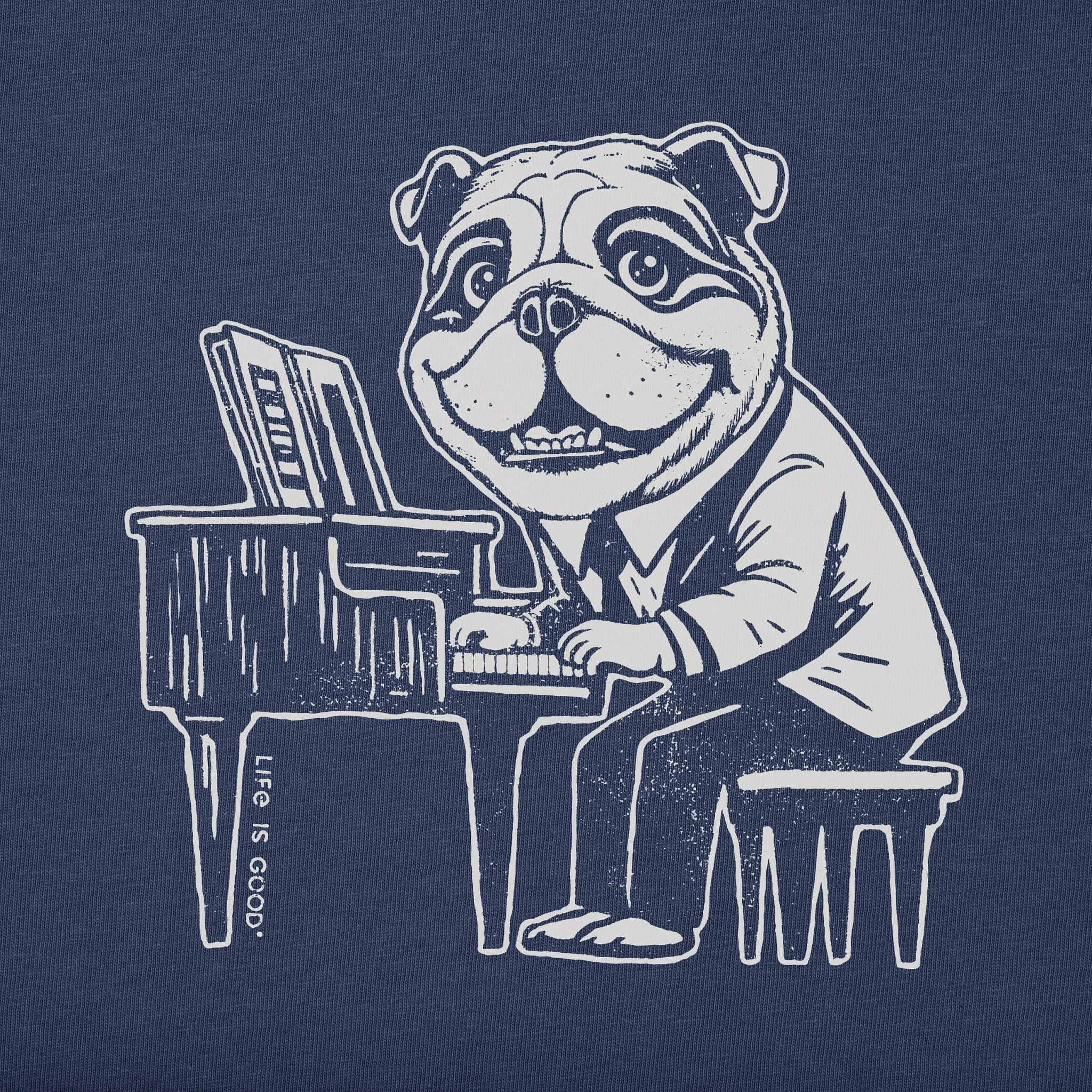 Men's Bert's Bulldog with Piano Short Sleeve Crusher Tee Life is Good