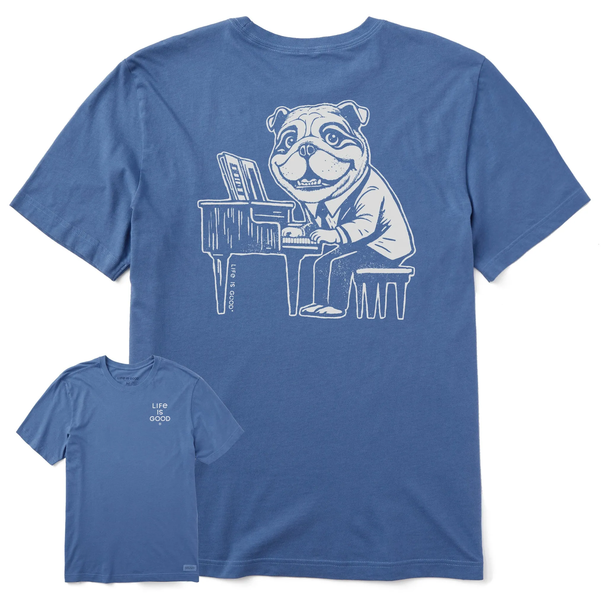 Men's Bert's Bulldog with Piano Short Sleeve Crusher Tee Life is Good