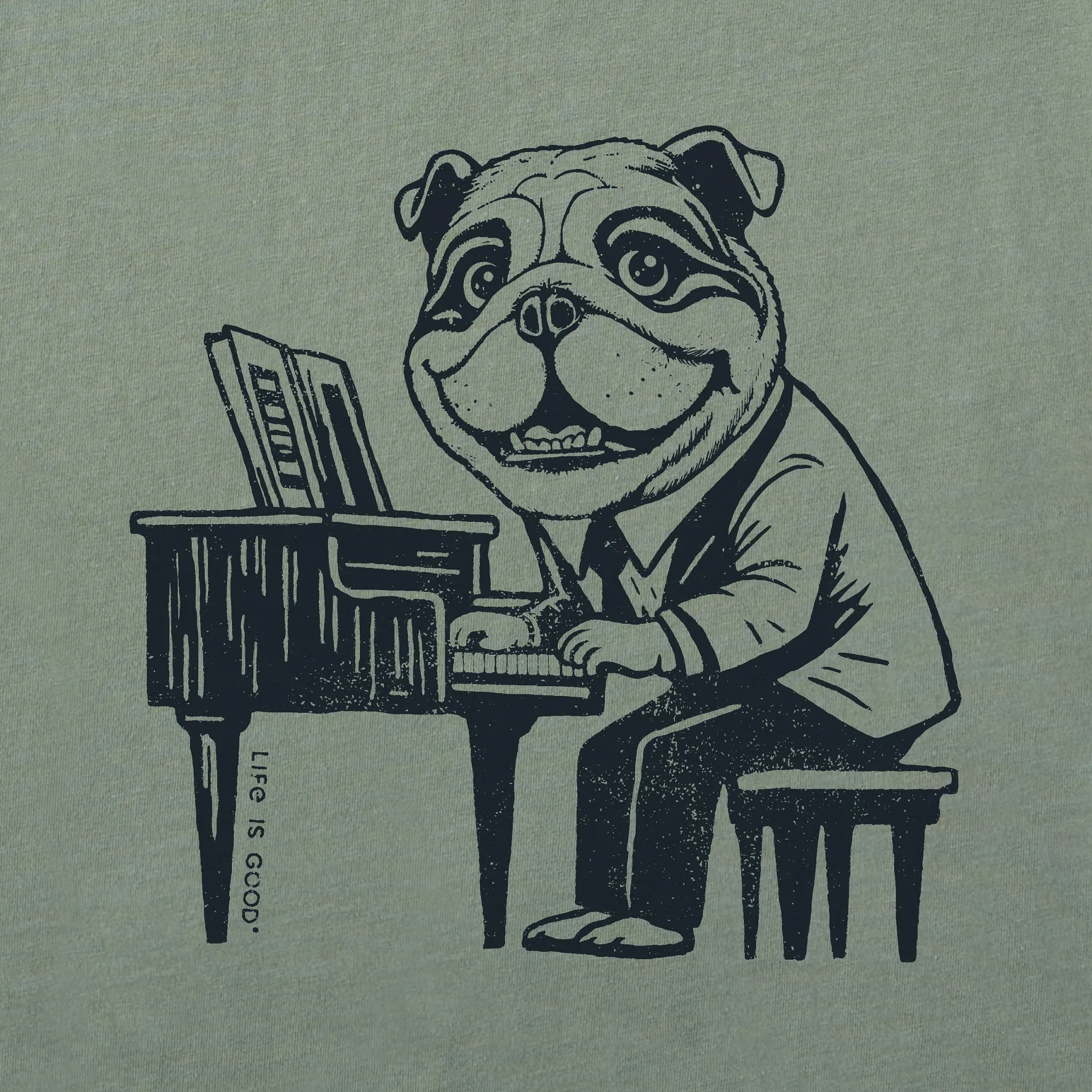 Men's Bert's Bulldog with Piano Short Sleeve Crusher Tee Life is Good