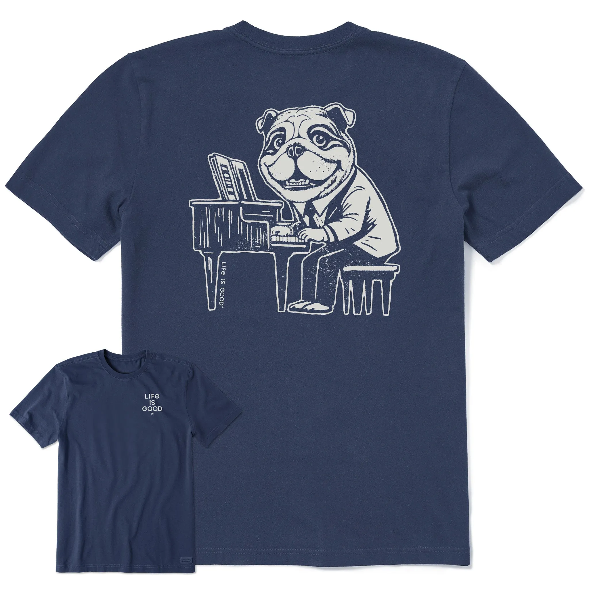 Men's Bert's Bulldog with Piano Short Sleeve Crusher Tee Life is Good