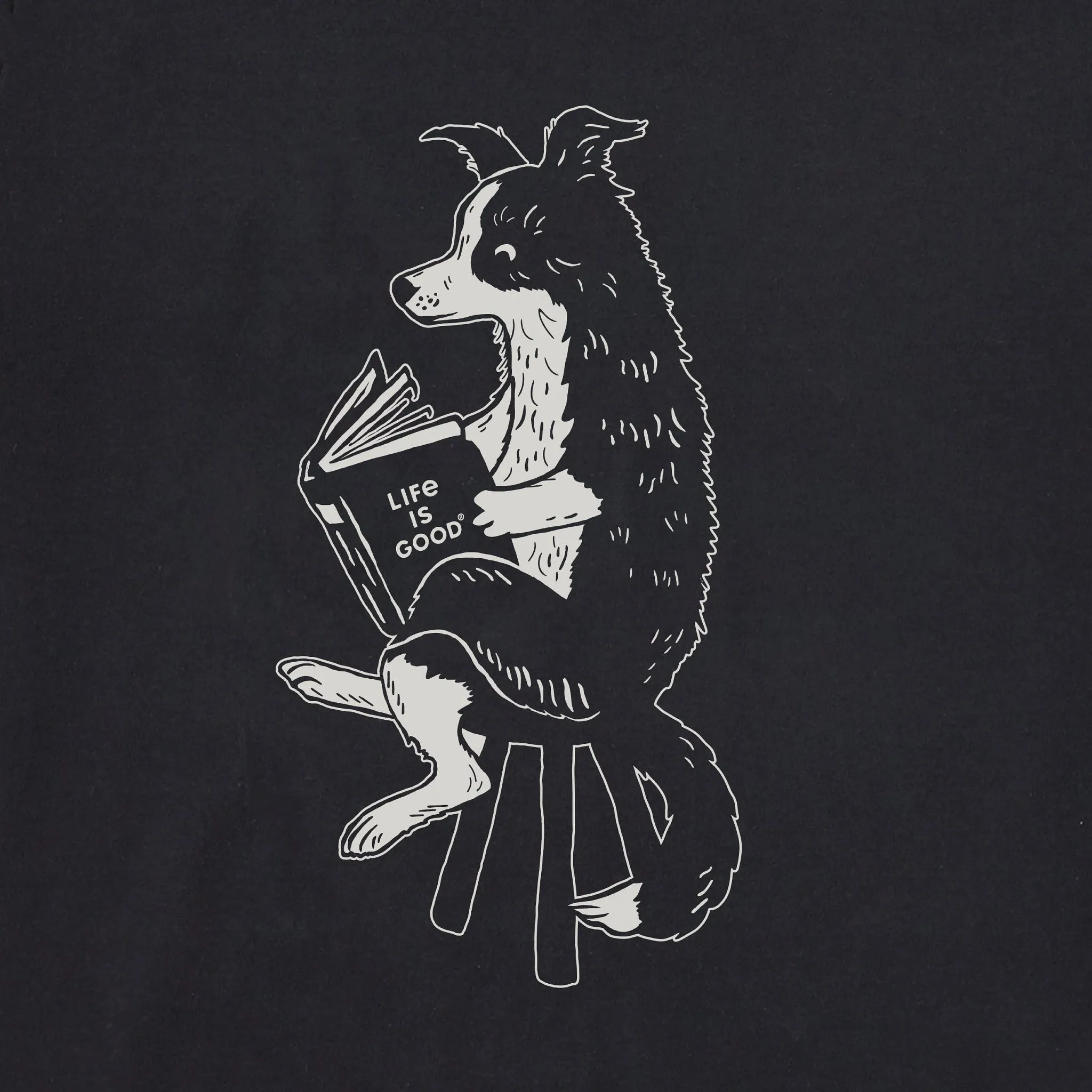 Men's Bert's Collie with Book Short Sleeve Crusher Tee Life is Good