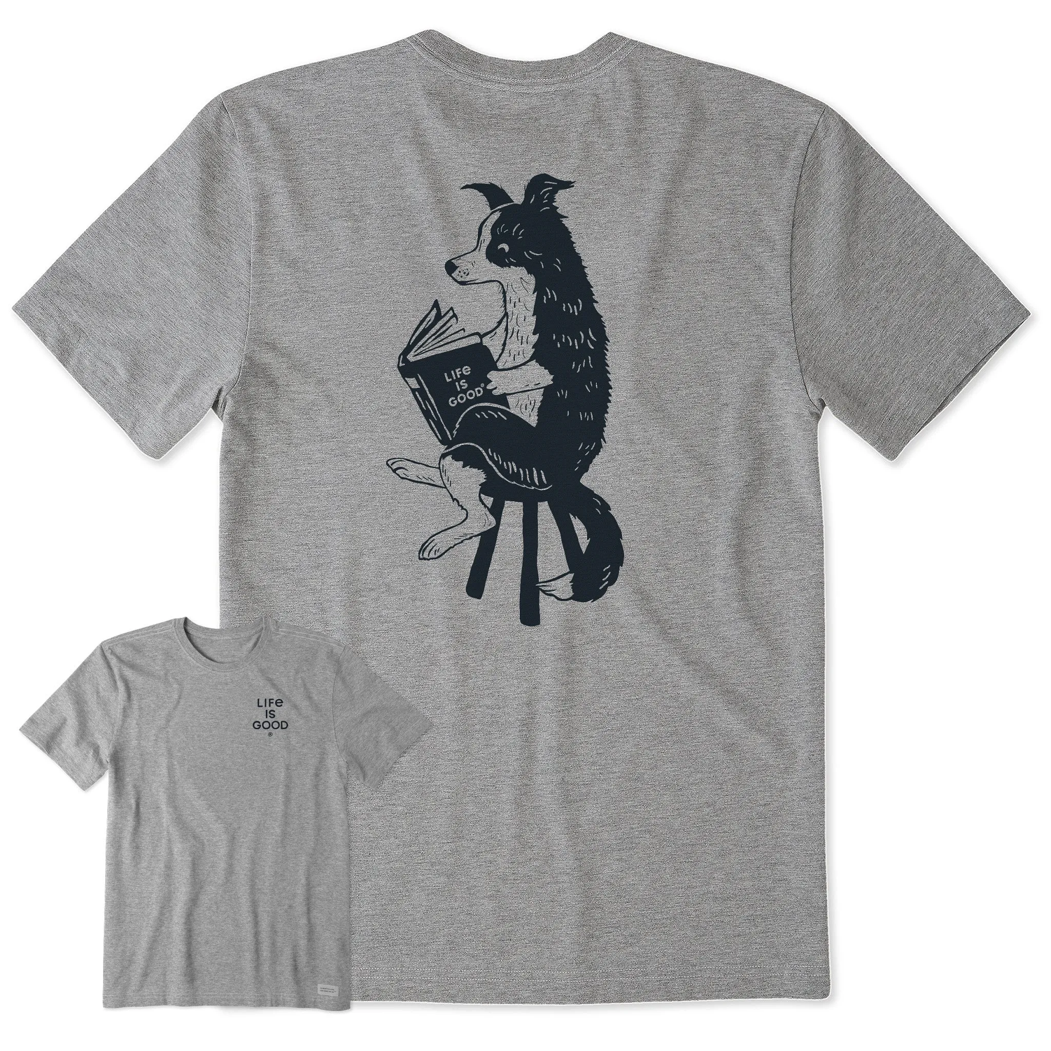Men's Bert's Collie with Book Short Sleeve Crusher Tee Life is Good
