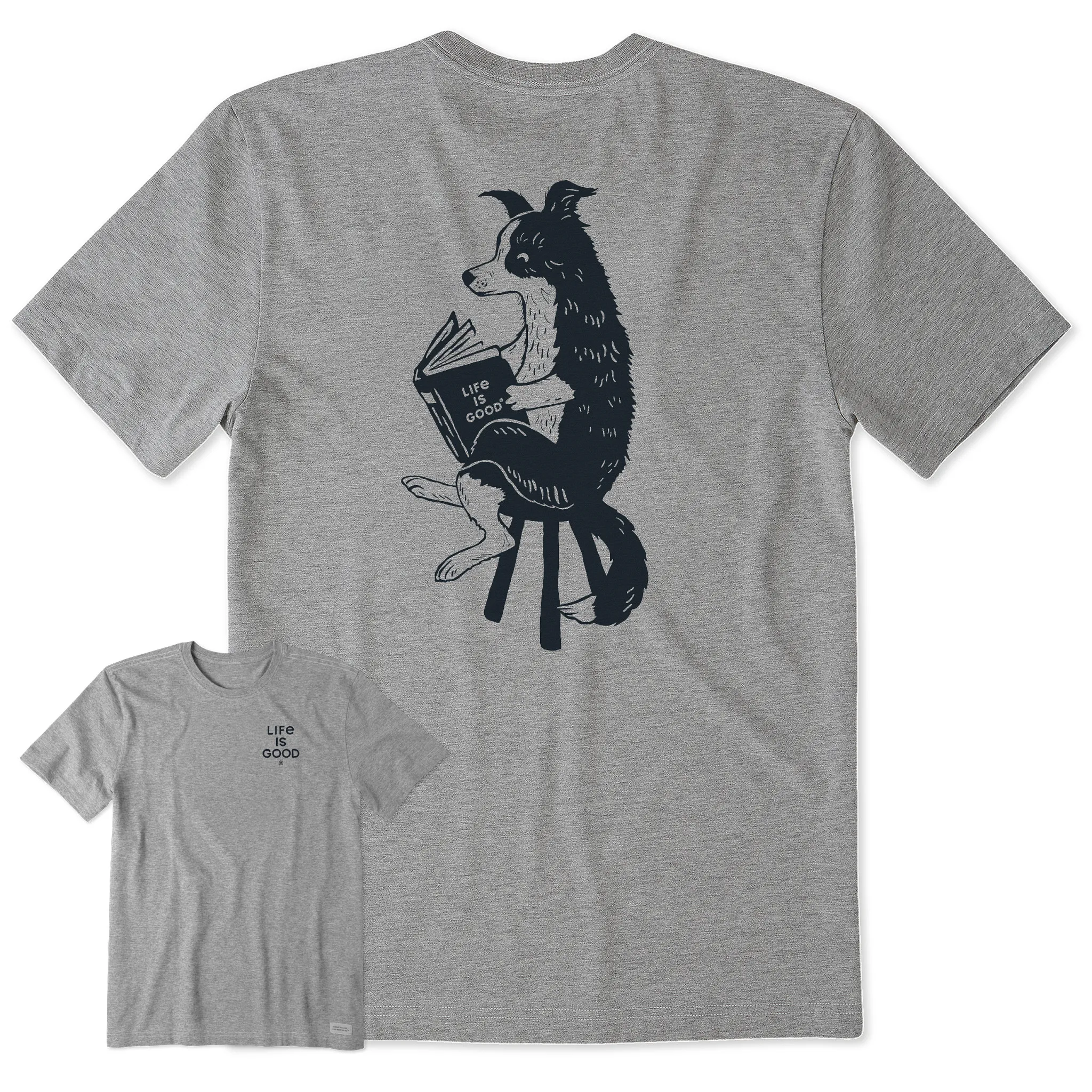 Men's Bert's Collie with Book Short Sleeve Crusher Tee Life is Good