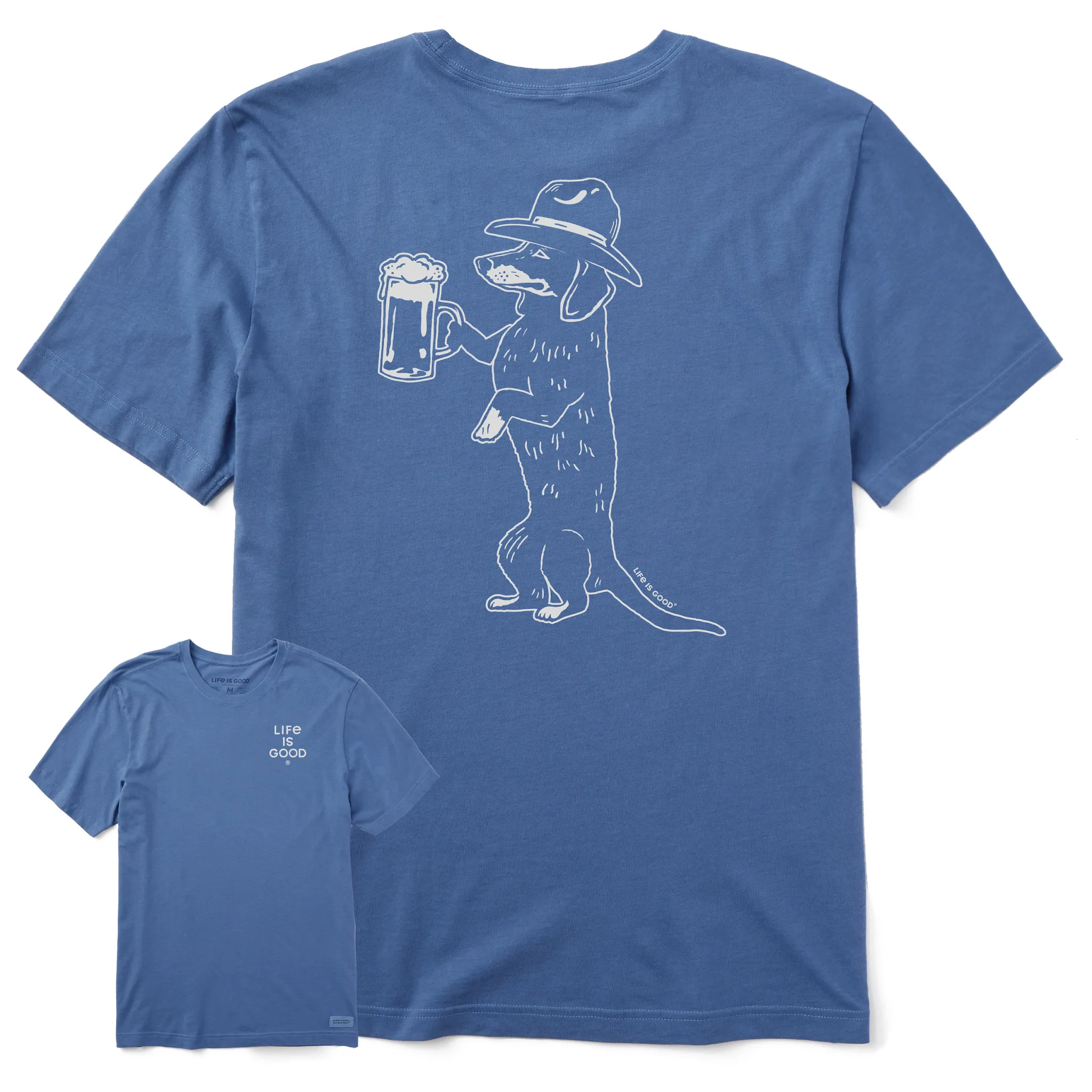 Men's Bert's Dachshund w Beer Short Sleeve Crusher Tee Life is Good