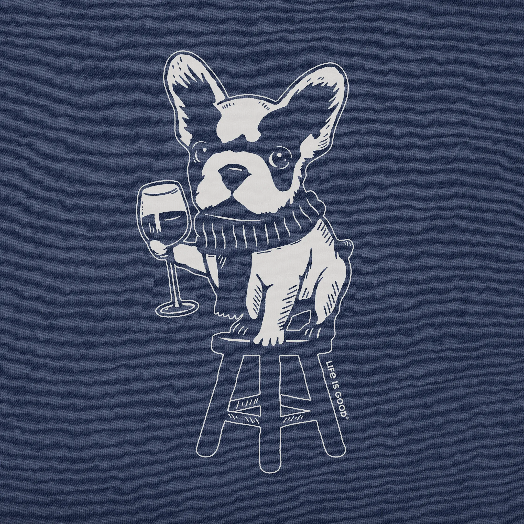 Men's Bert's Frenchie with Wine Short Sleeve Crusher Tee Life is Good