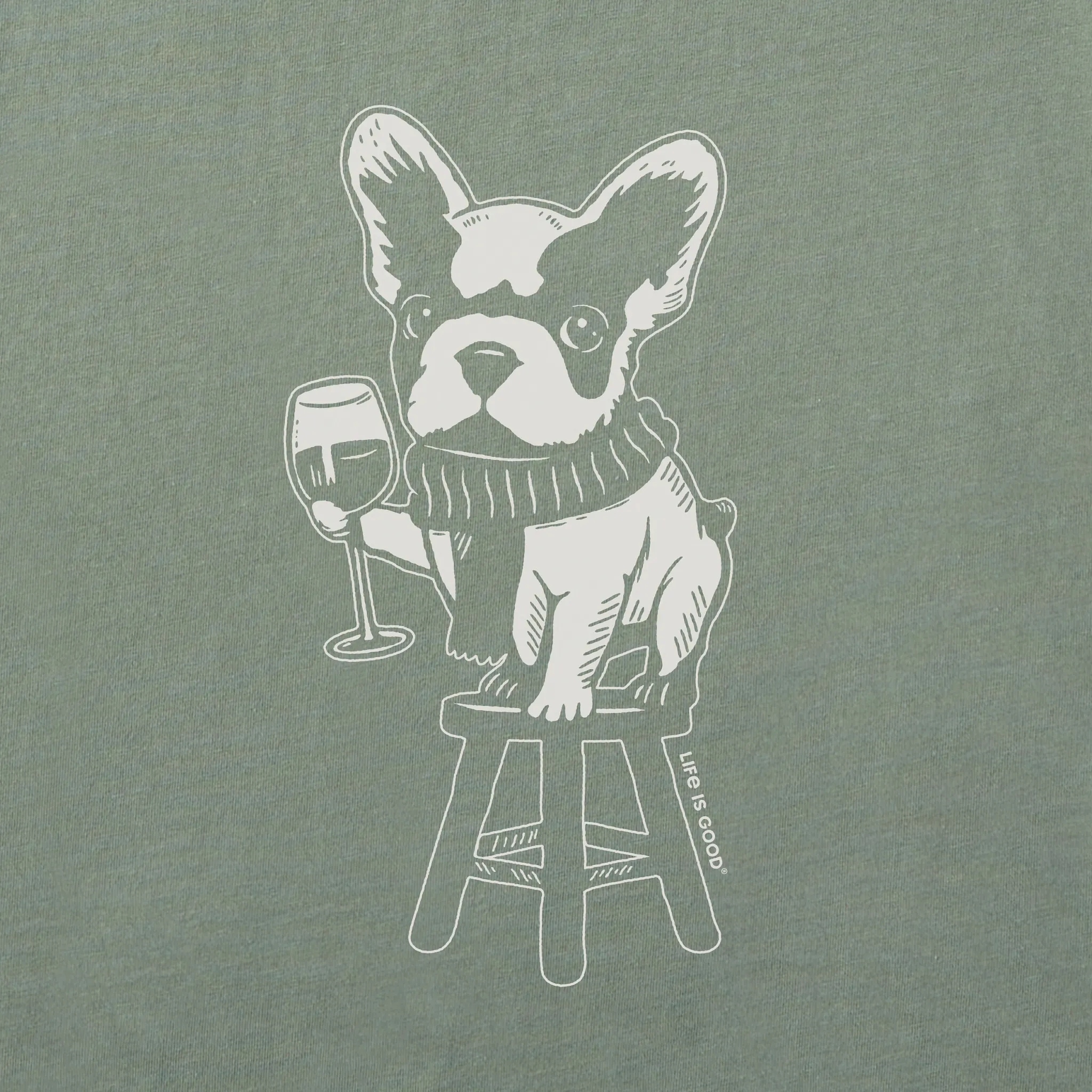 Men's Bert's Frenchie with Wine Short Sleeve Crusher Tee Life is Good