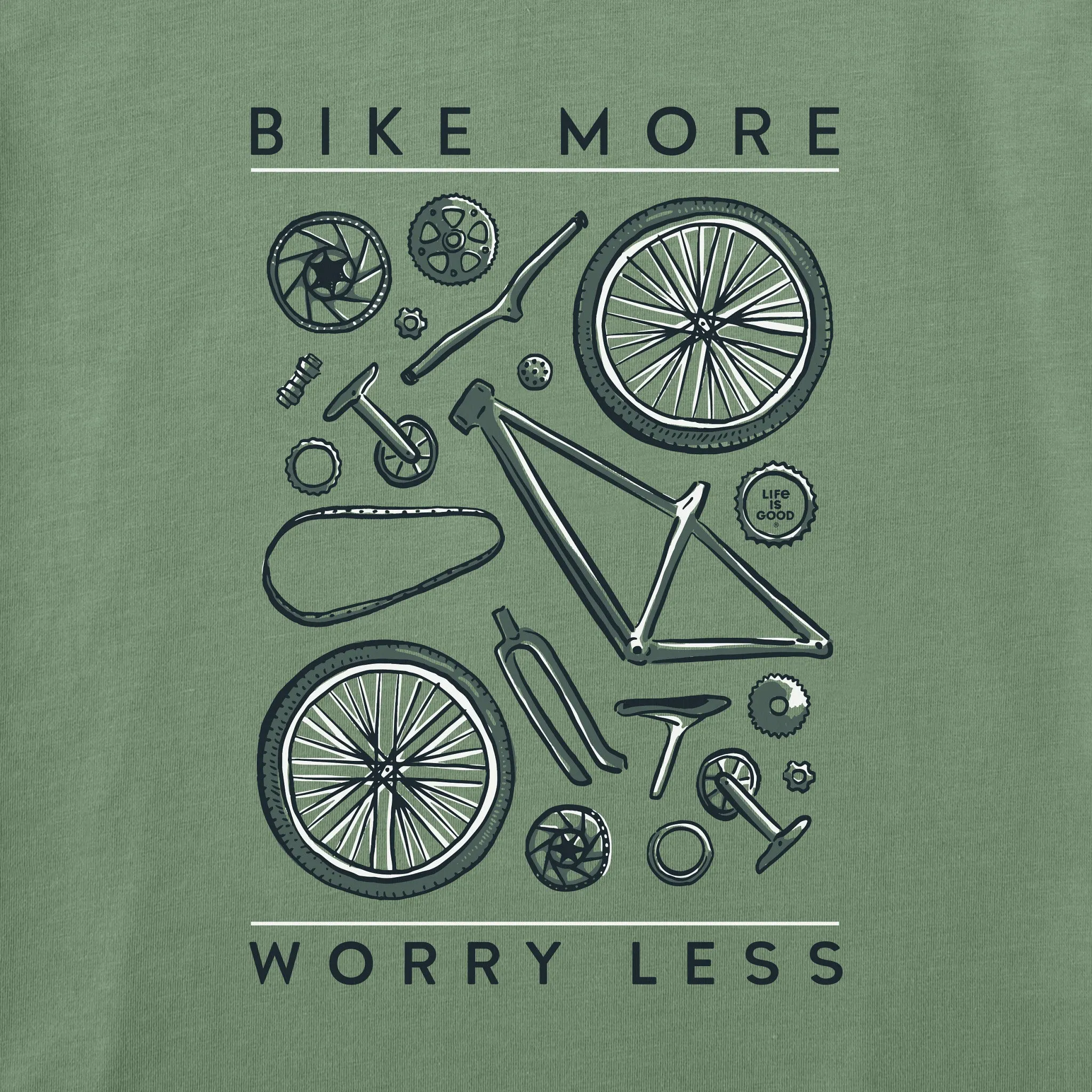 Men's Bike More Worry Less Short Sleeve Tee Life is Good