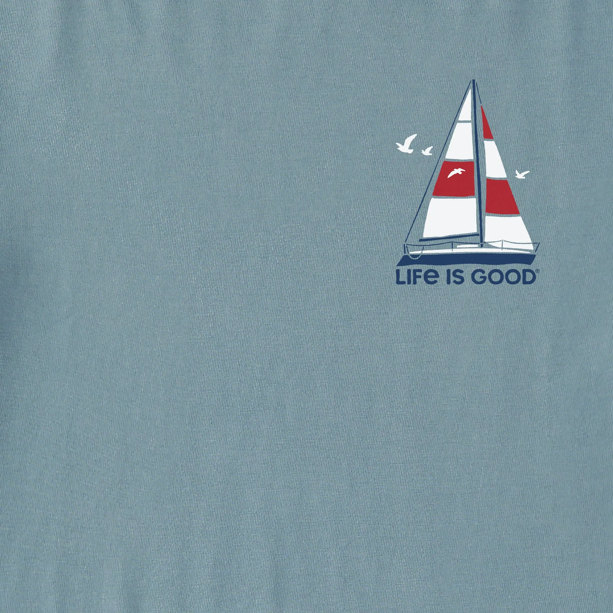 Men's Boats Well with Others Sail Boat Large Short Sleeve Crusher Tee Life is Good