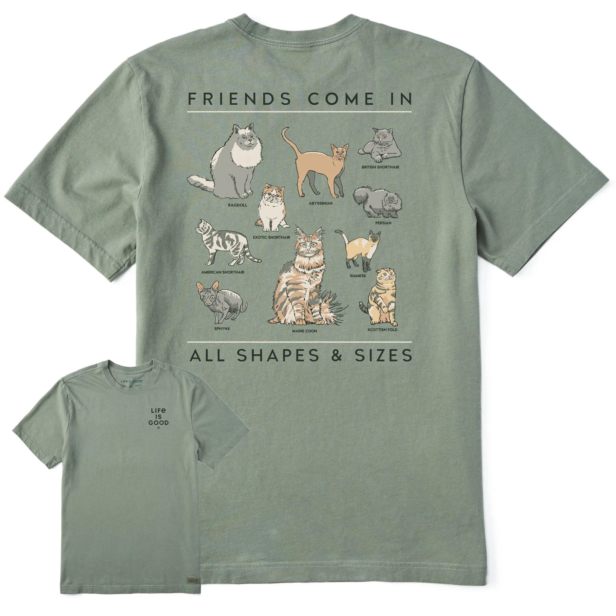 Men's Cat Friends Shapes & Sizes Short Sleeve Tee Life is Good