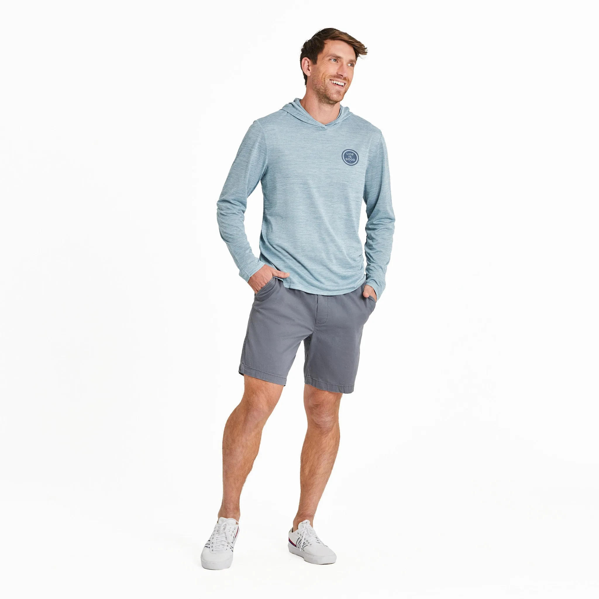 Men's Clean Fish More Bass Long Sleeve Sun Crusher Hoodie Life is Good