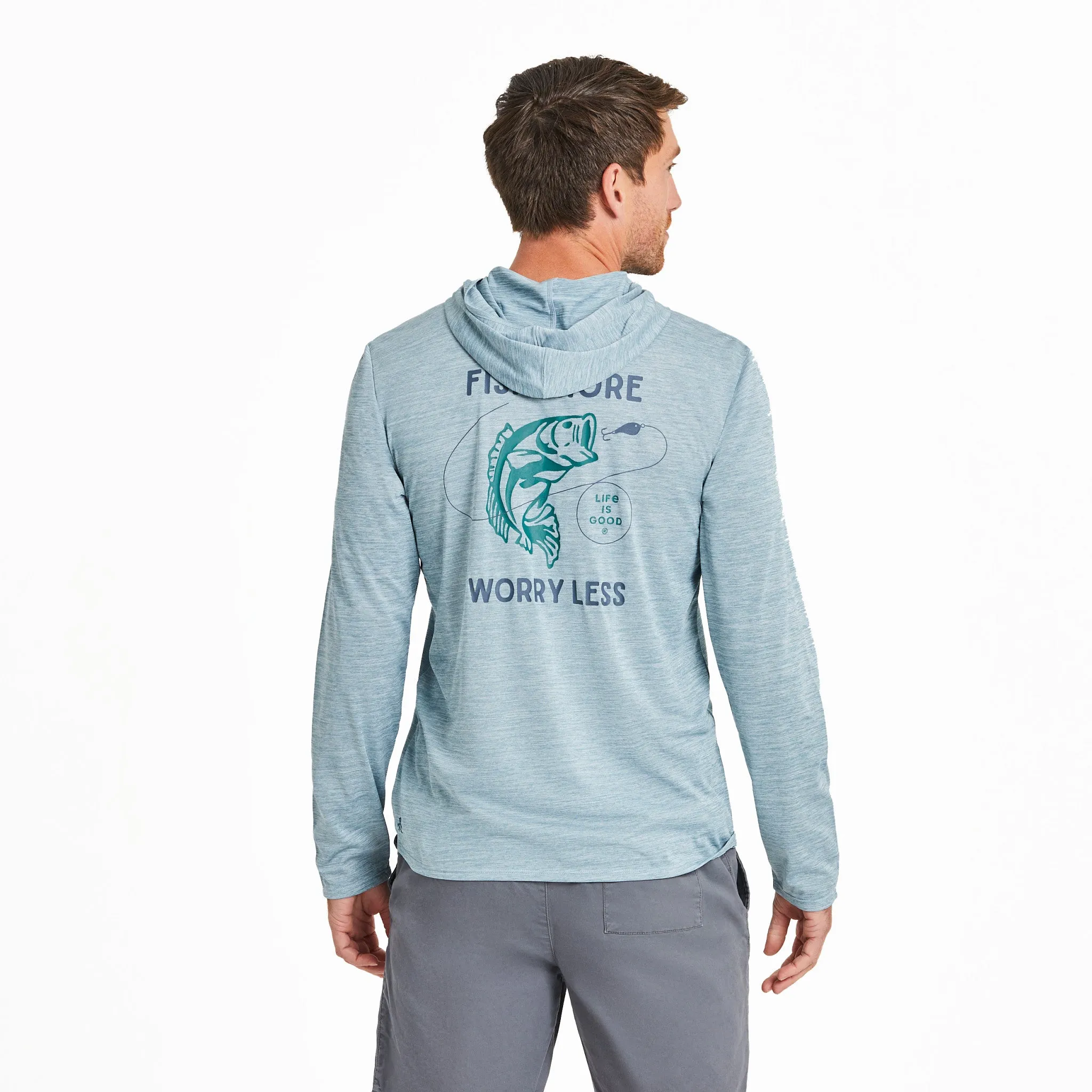 Men's Clean Fish More Bass Long Sleeve Sun Crusher Hoodie Life is Good