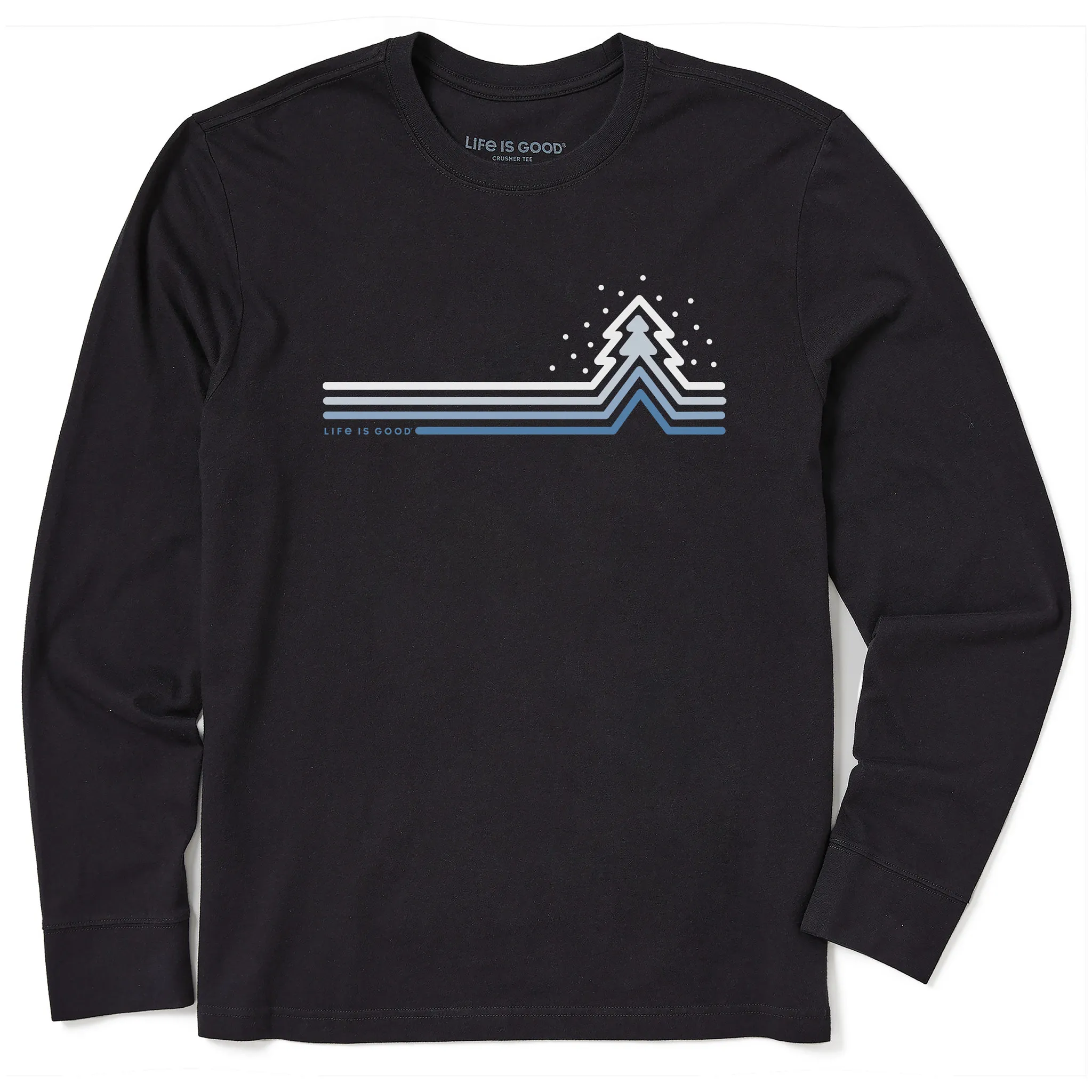 Men's Cool Tree Stripes with Snow Long Sleeve Crusher Tee Life is Good