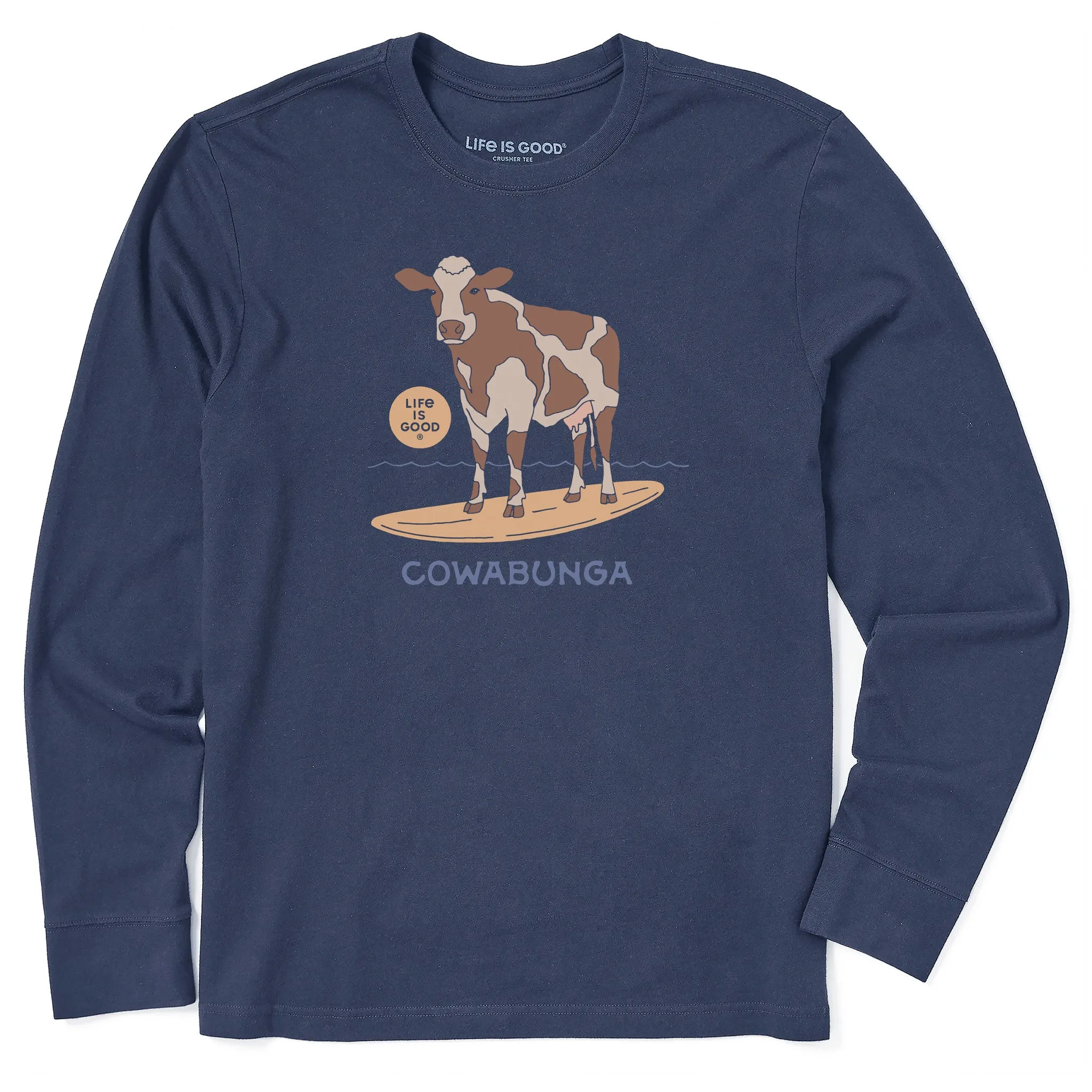 Men's Cowabunga Long Sleeve Crusher Tee Life is Good