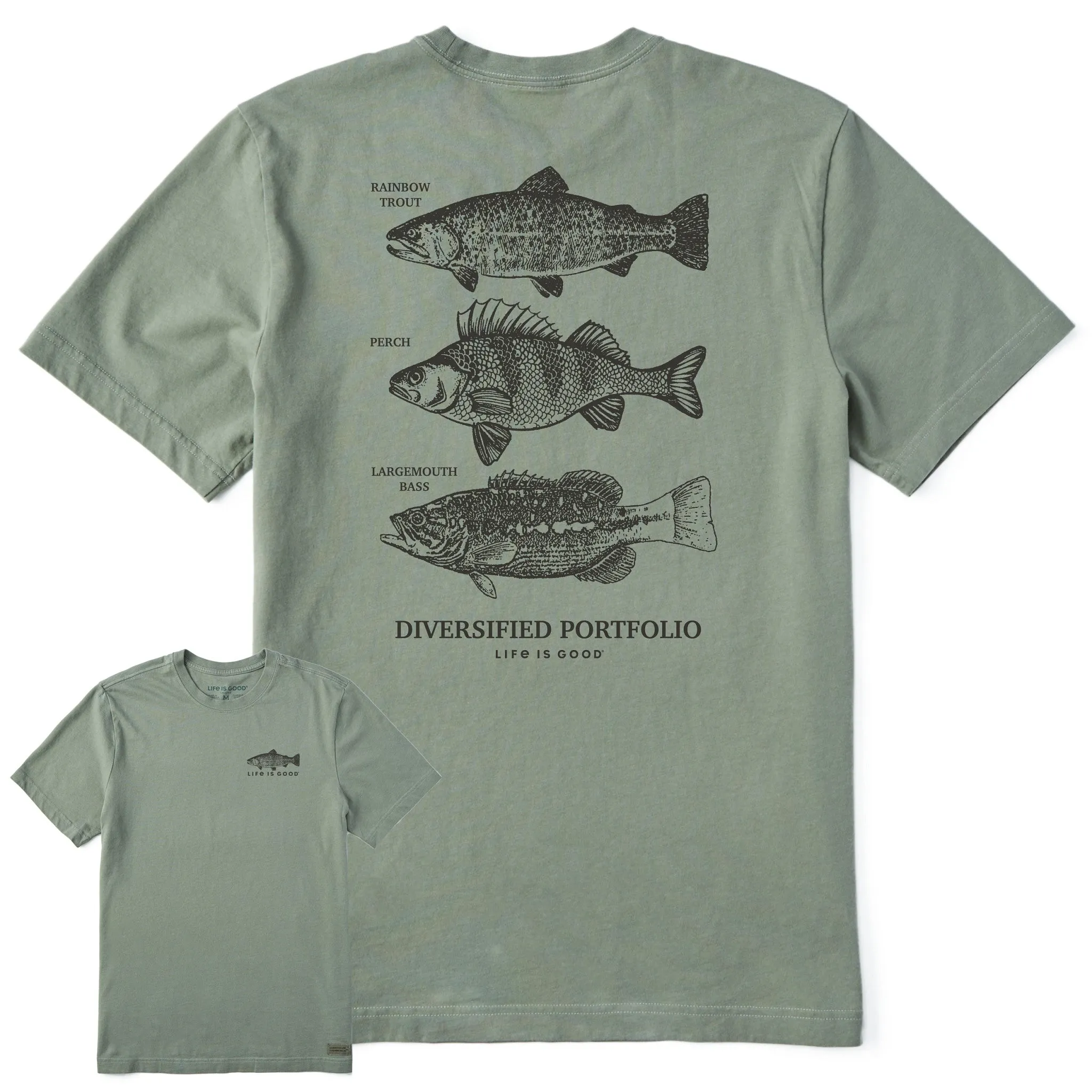 Men's Diversified Freshwater Catches Short Sleeve Crusher Tee Life is Good