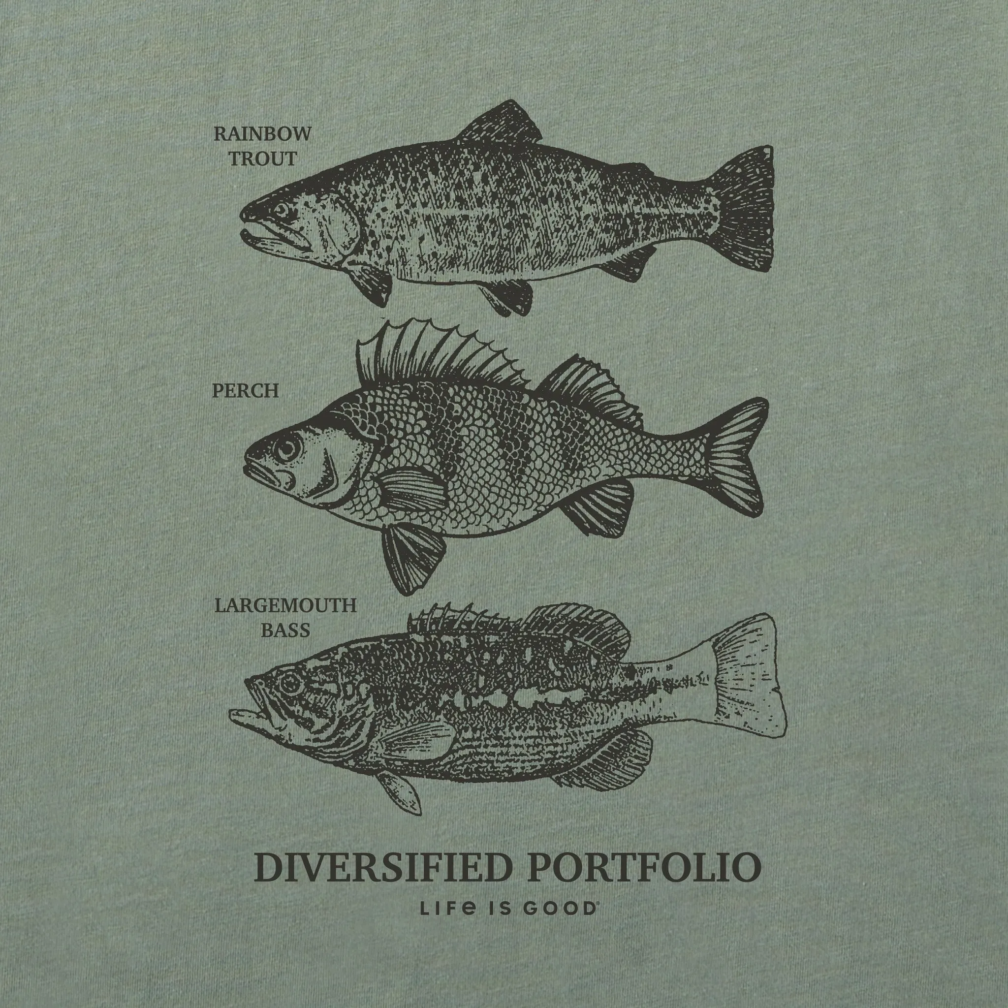 Men's Diversified Freshwater Catches Short Sleeve Crusher Tee Life is Good