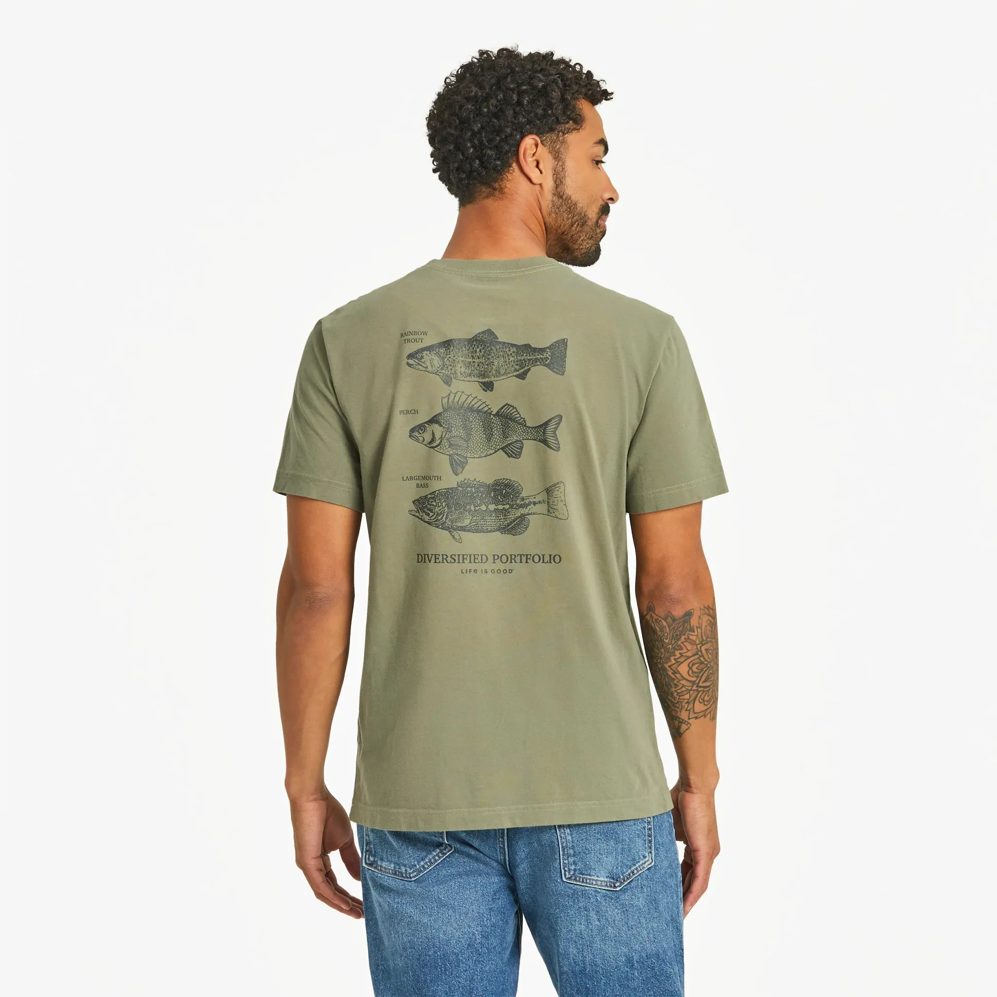 Men's Diversified Freshwater Catches Short Sleeve Crusher Tee Life is Good