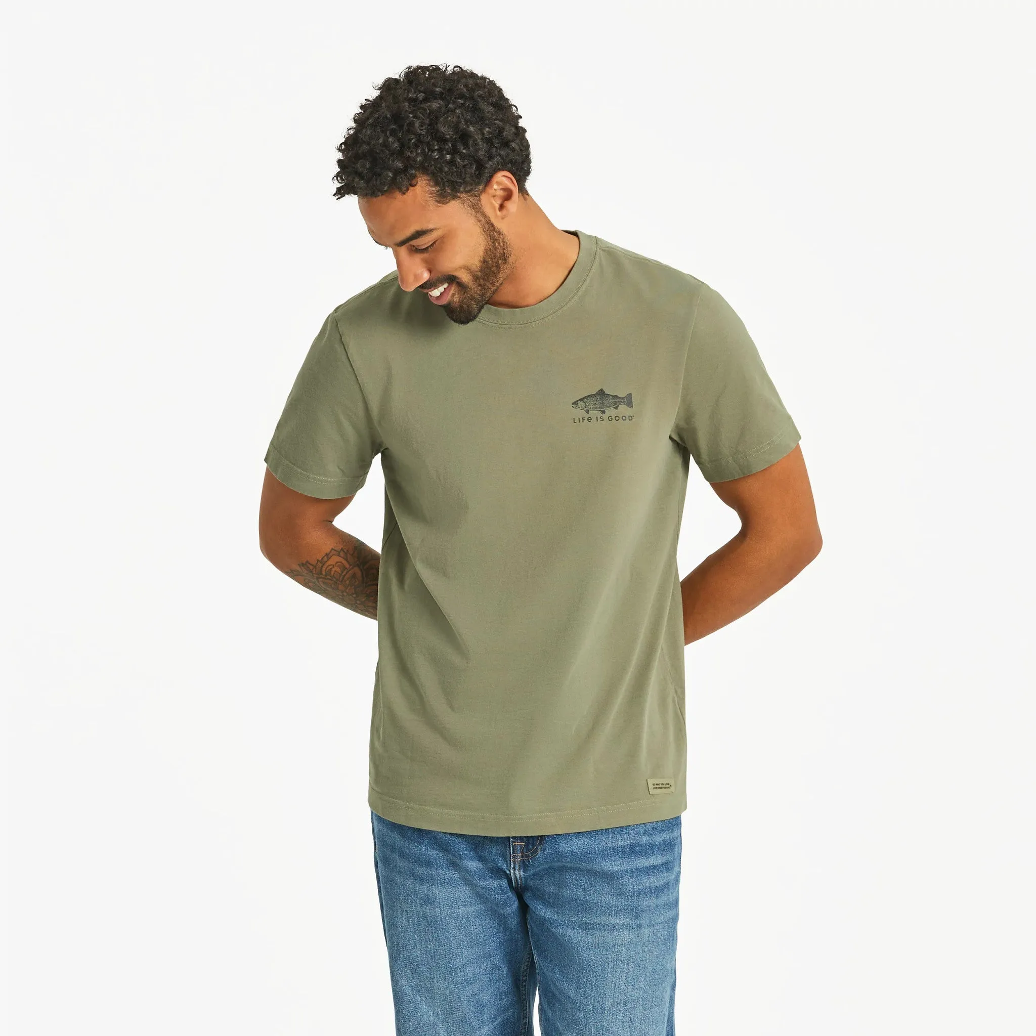 Men's Diversified Freshwater Catches Short Sleeve Crusher Tee Life is Good