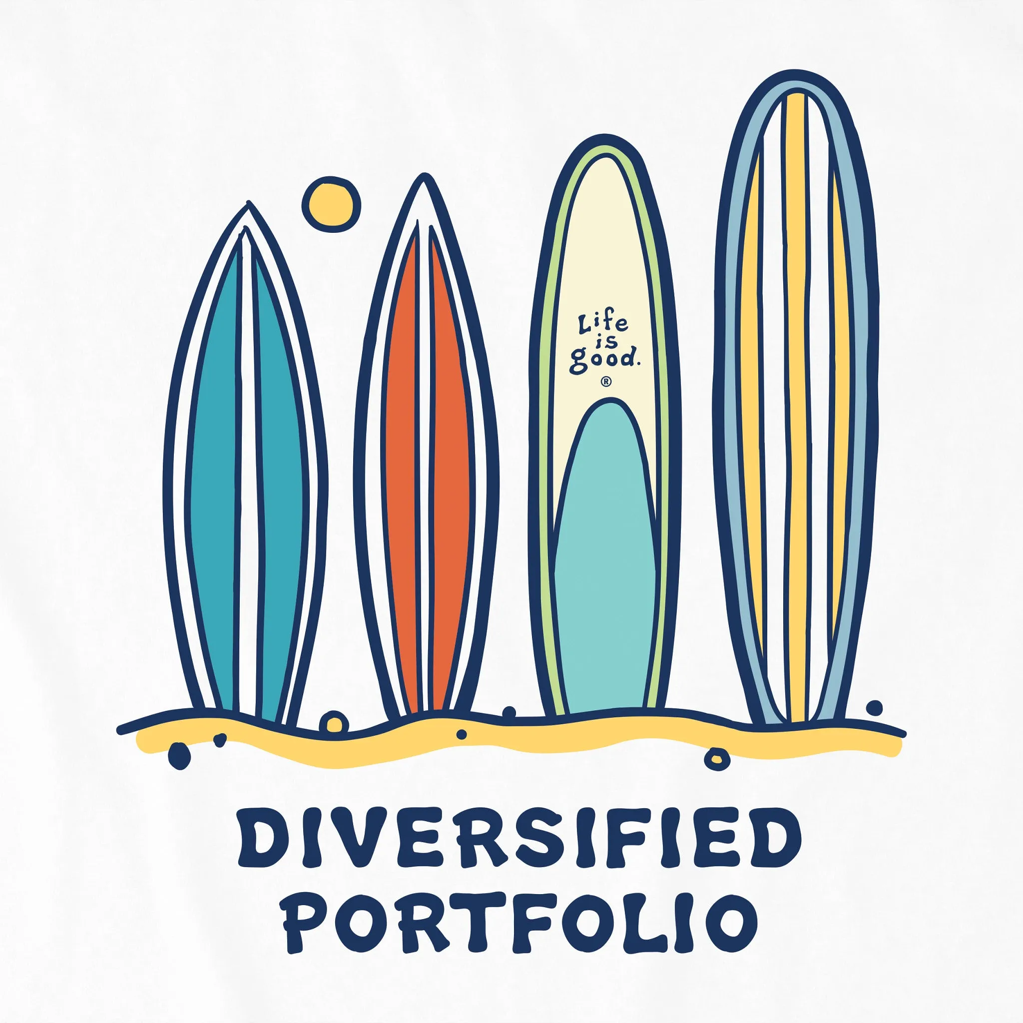 Men's Diversified Portfolio Surfboards Short Sleeve Tee Life is Good