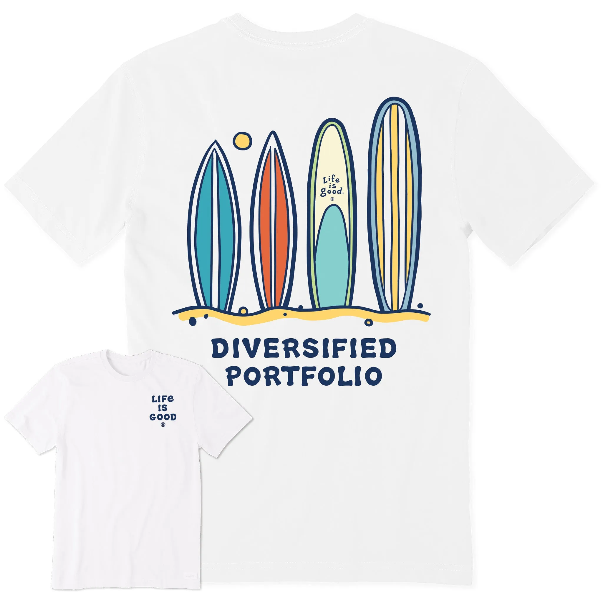 Men's Diversified Portfolio Surfboards Short Sleeve Tee Life is Good
