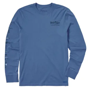 Men's Etched Simple Fish Long Sleeve Crusher Tee Life is Good