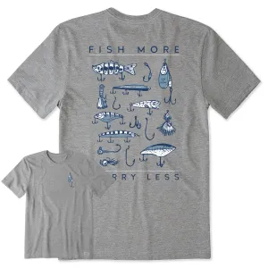 Men's Fish More Worry Less Hooks and Tackle Short Sleeve Tee Life is Good
