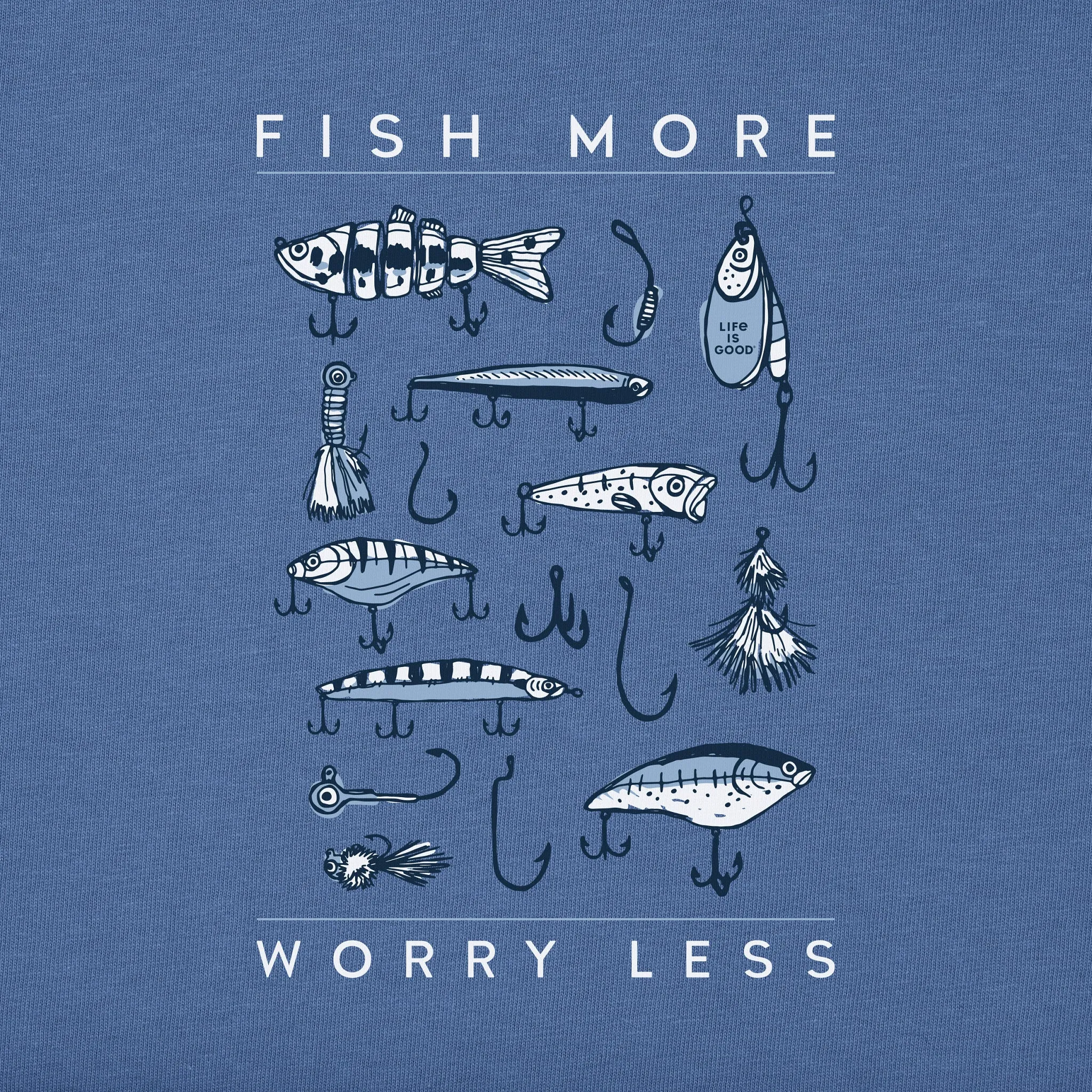 Men's Fish More Worry Less Hooks and Tackle Short Sleeve Tee Life is Good