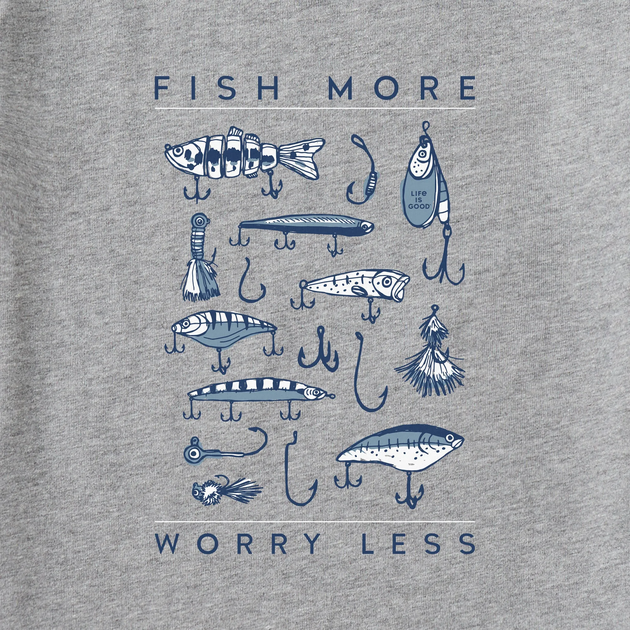 Men's Fish More Worry Less Hooks and Tackle Short Sleeve Tee Life is Good