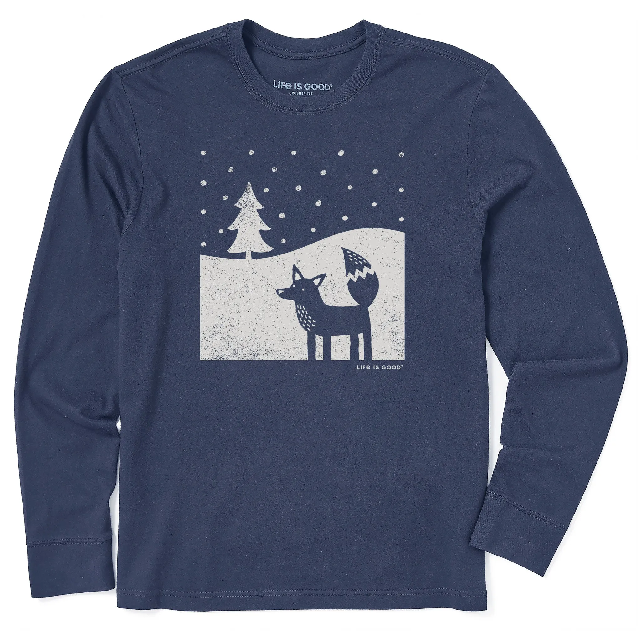 Men's Fox in Winter Long Sleeve Crusher Tee Life is Good
