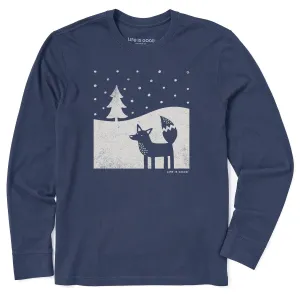 Men's Fox in Winter Long Sleeve Crusher Tee Life is Good