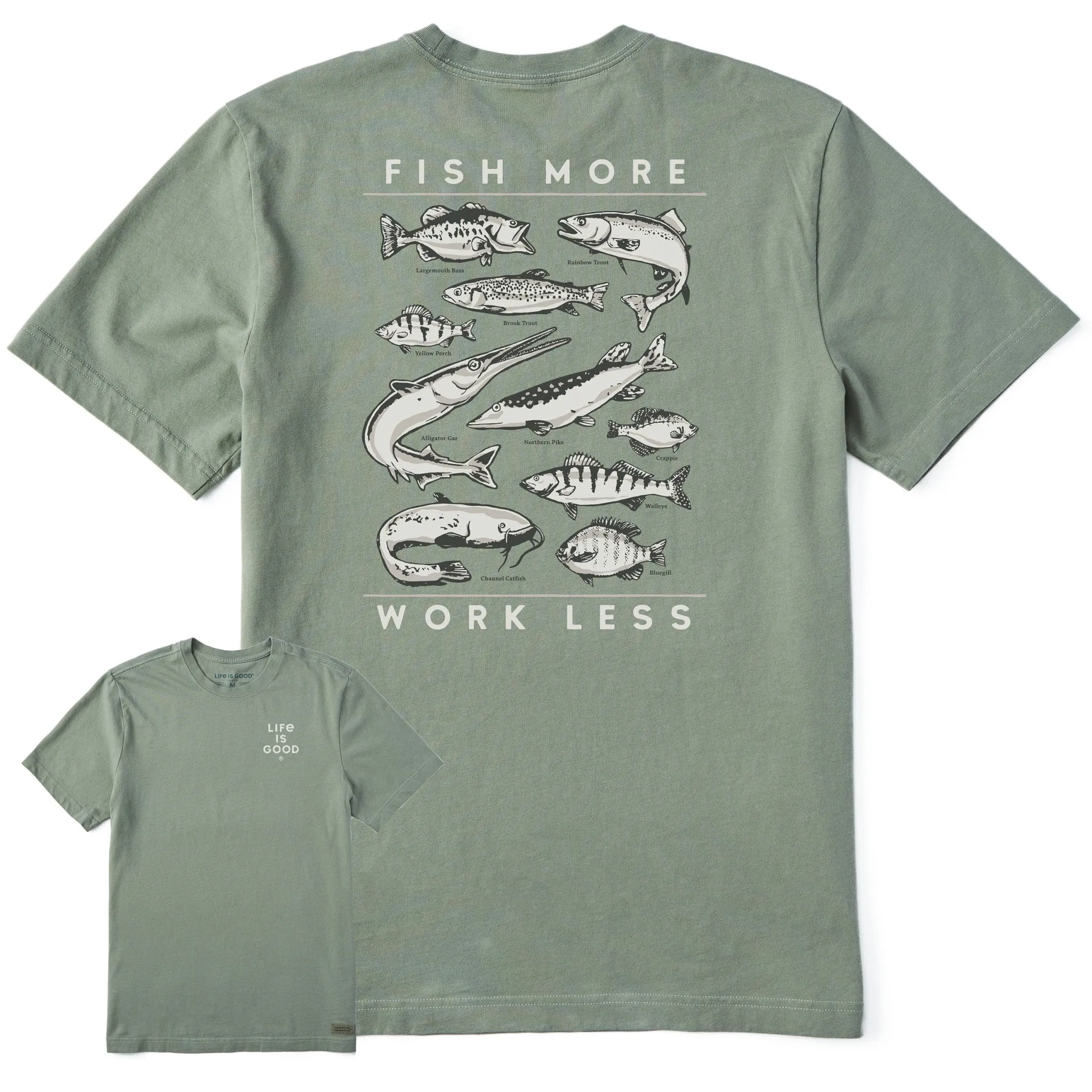 Men's Freshwater Fish More Work Less Short Sleeve Tee Life is Good