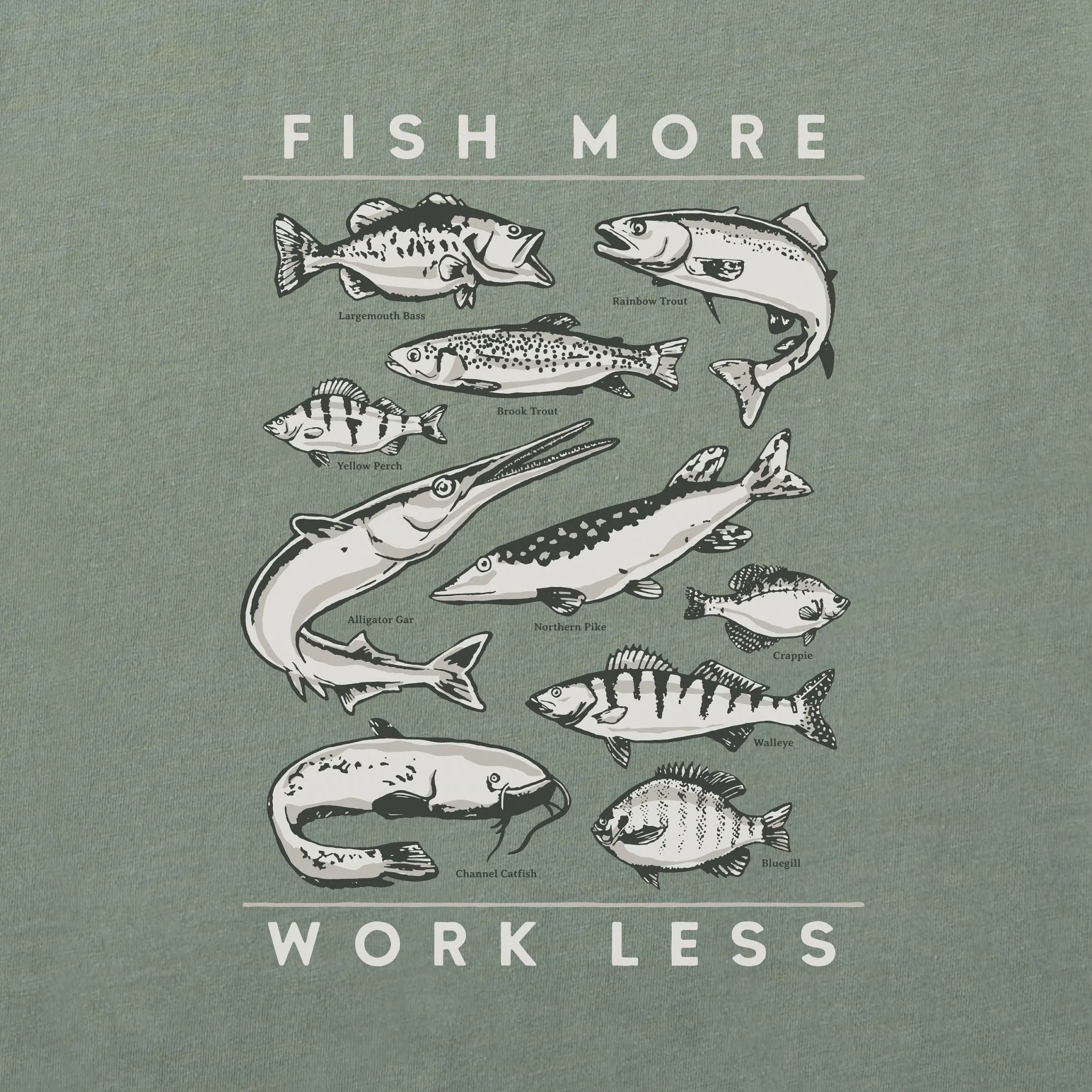 Men's Freshwater Fish More Work Less Short Sleeve Tee Life is Good